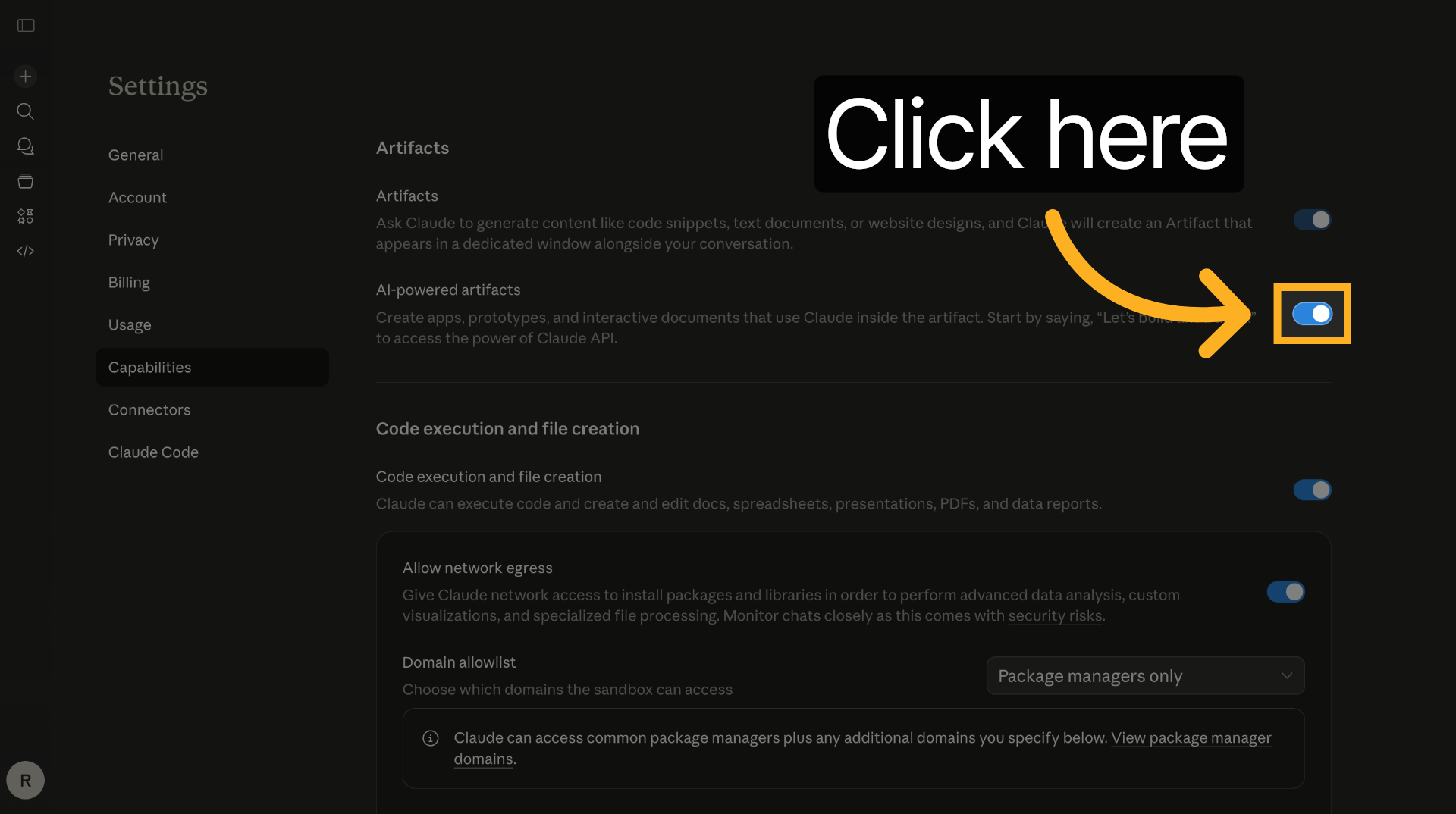 Open Additional Settings