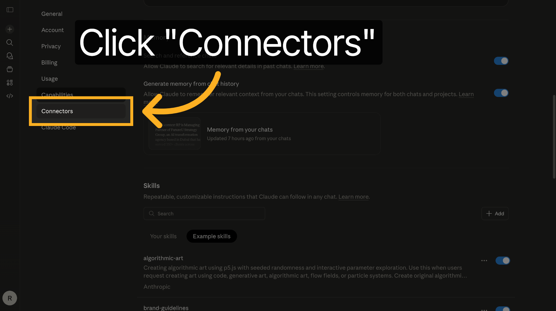Select Connectors Tab