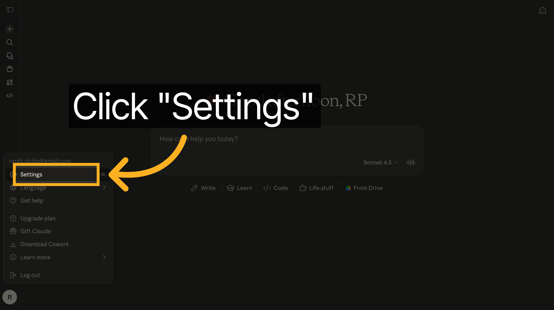 Access Settings Menu