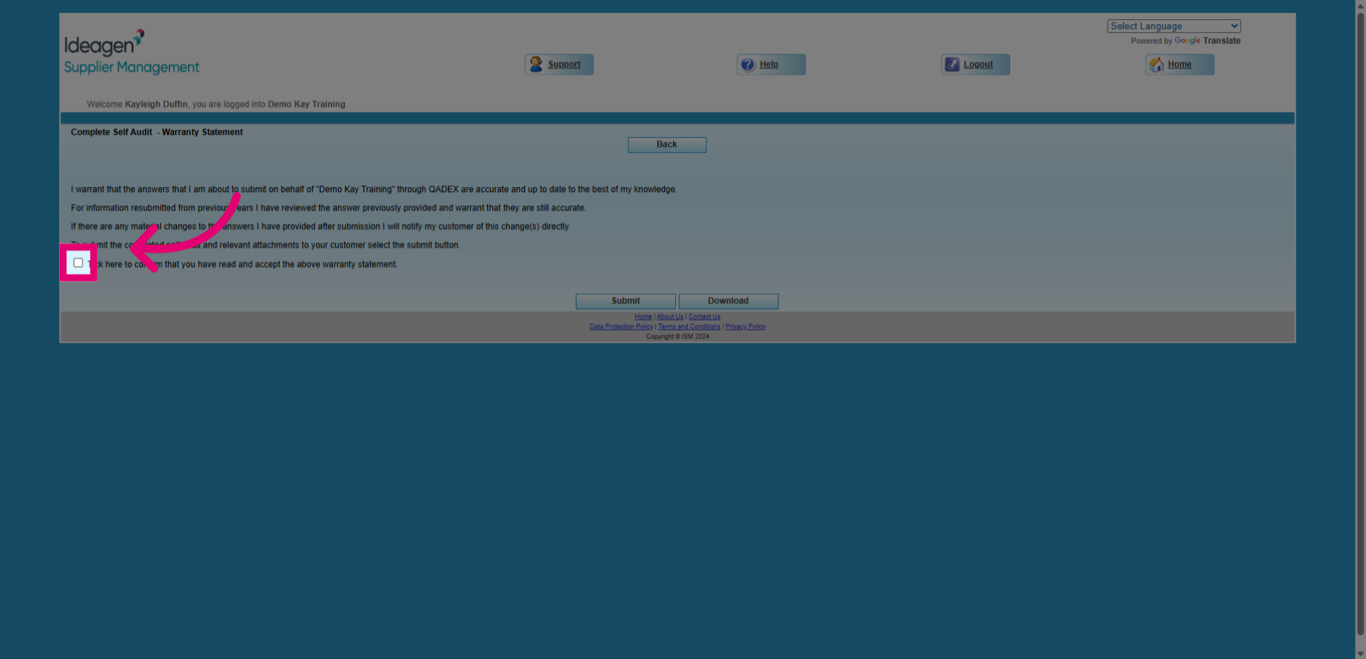Confirm Warranty Statement