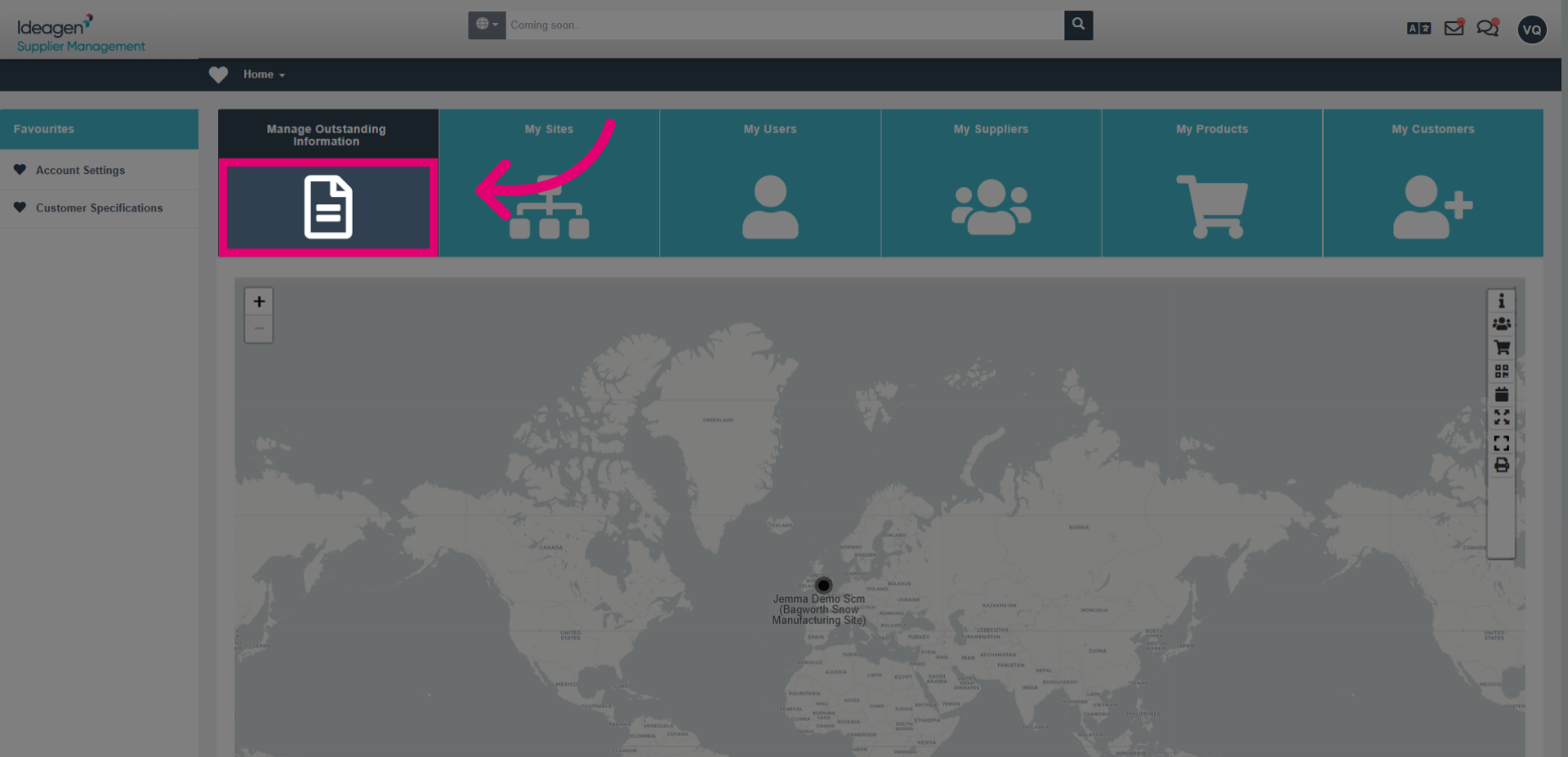 Click Manage Outstanding Information