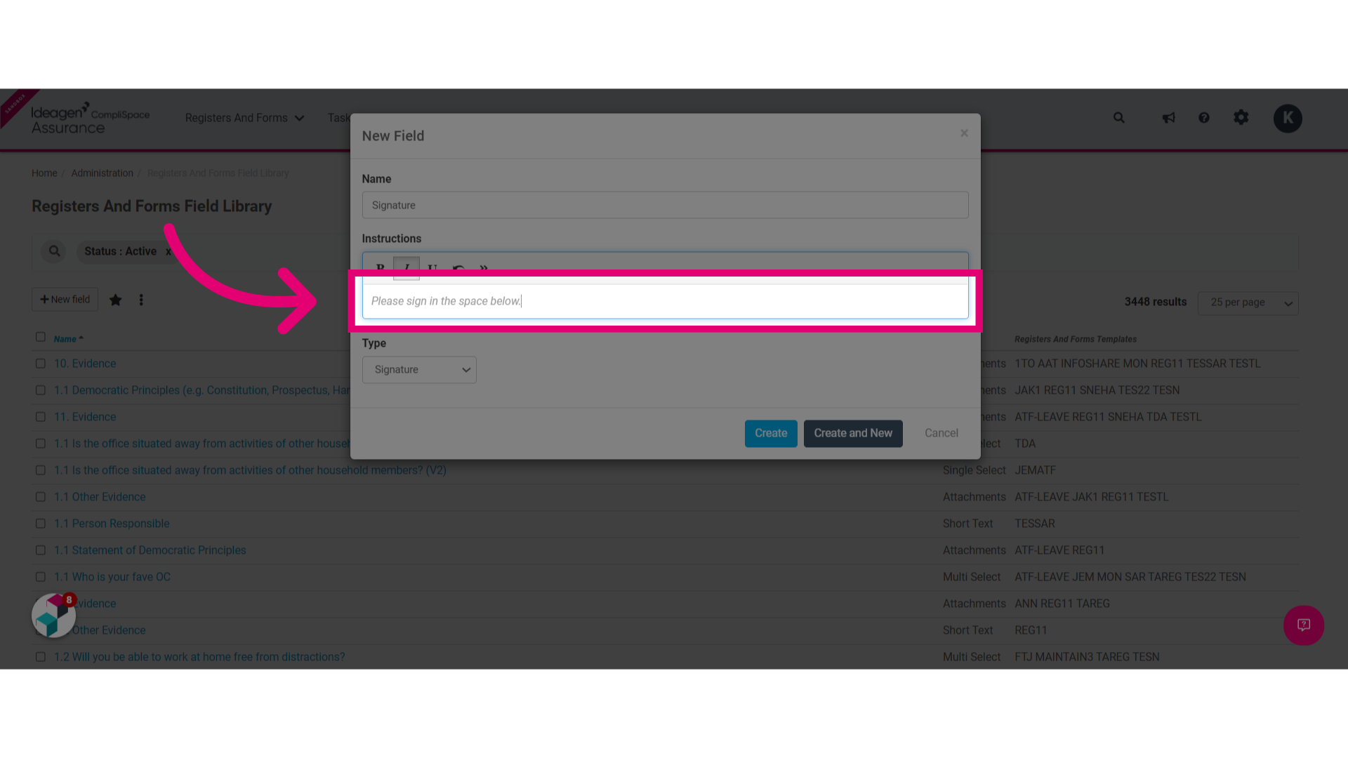 Enter instructions for completing this field if necessary