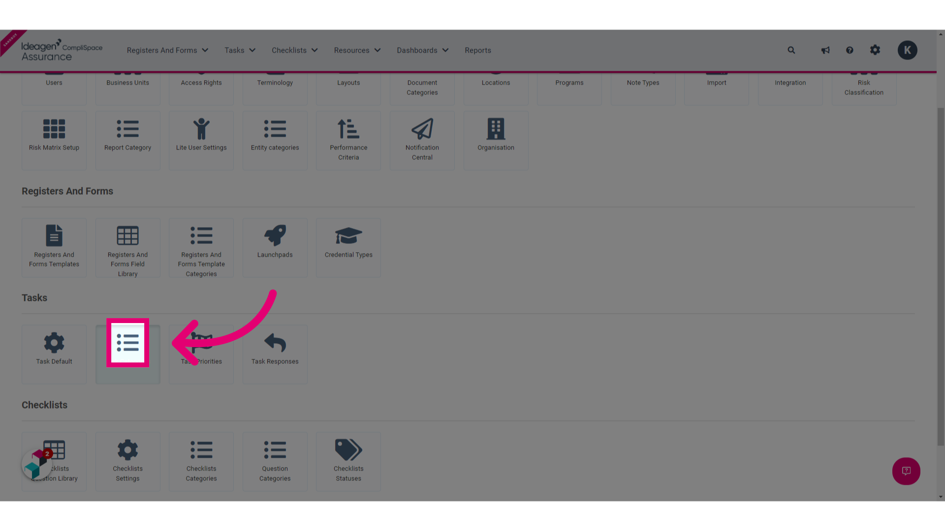 Click the Task Categories button