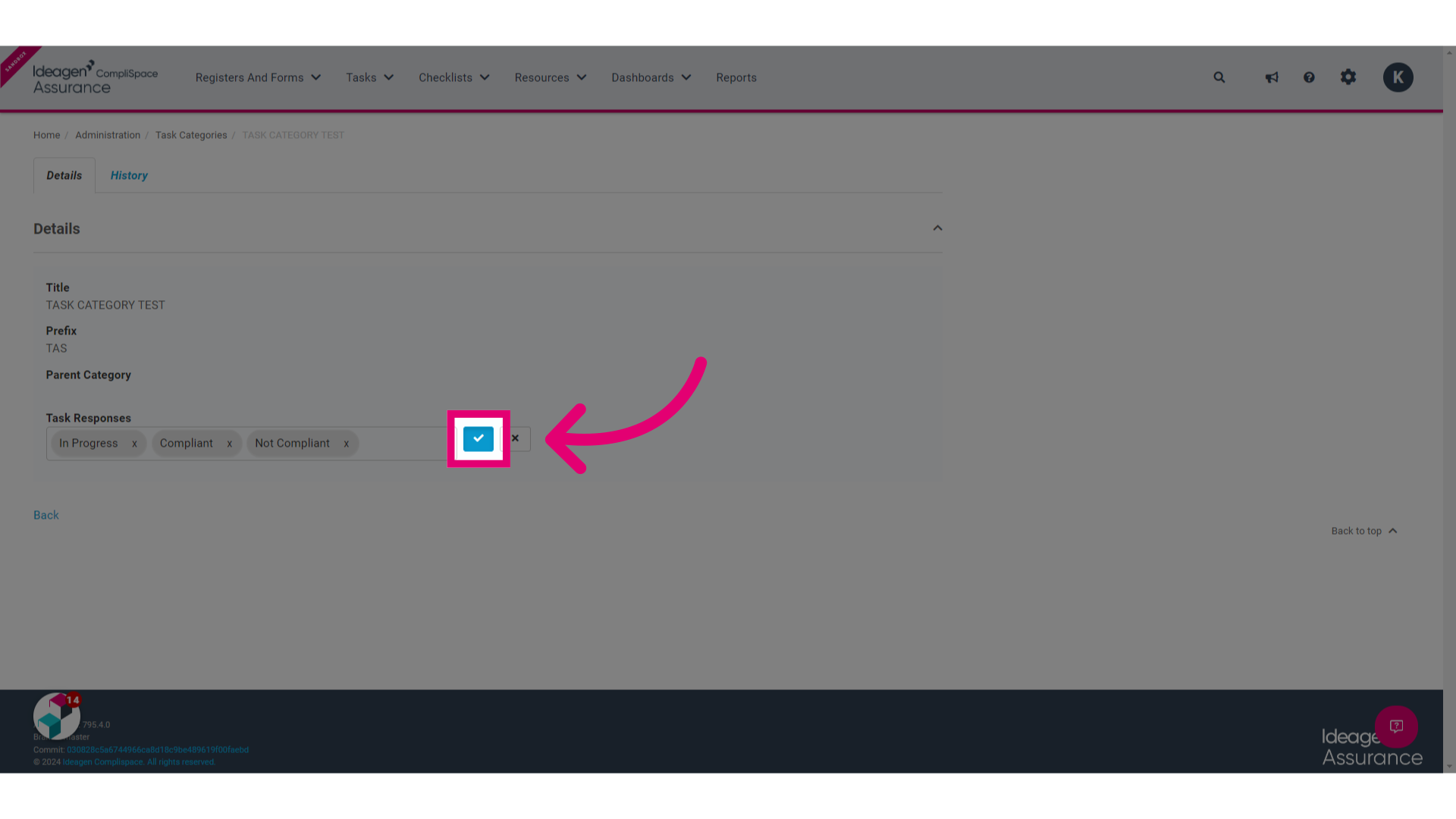 Click the Tick button