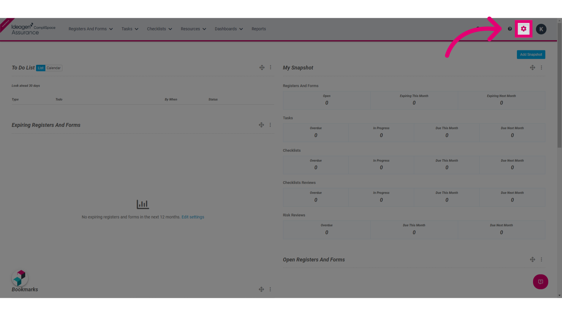 Click Gear in the top menu