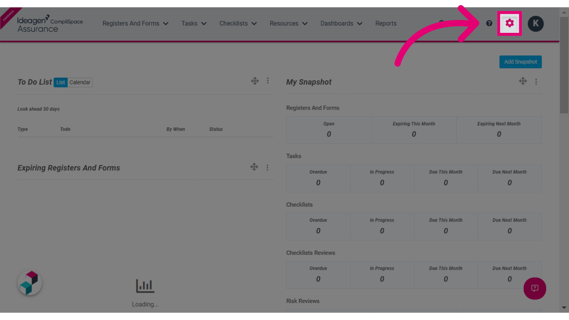 Click the Gear in the top menu