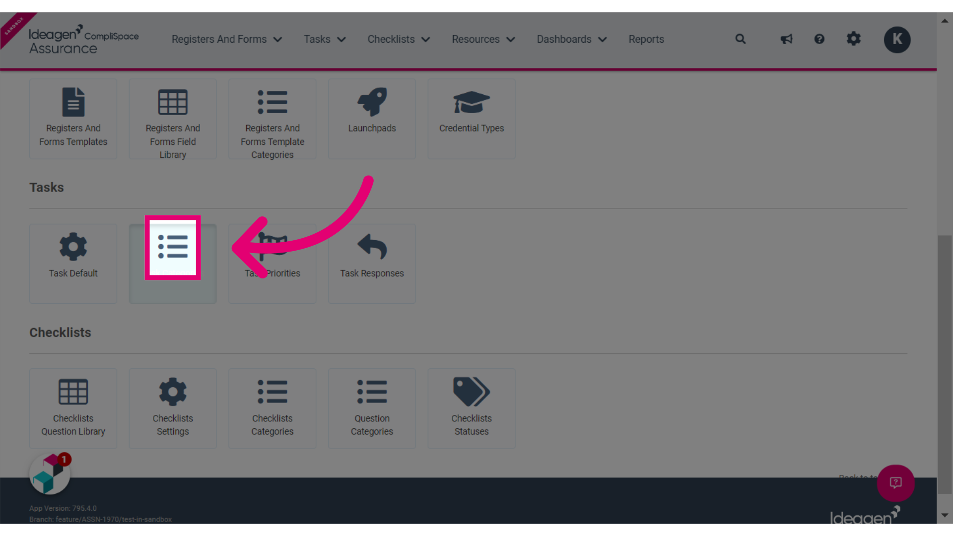 Click the Task Categories button