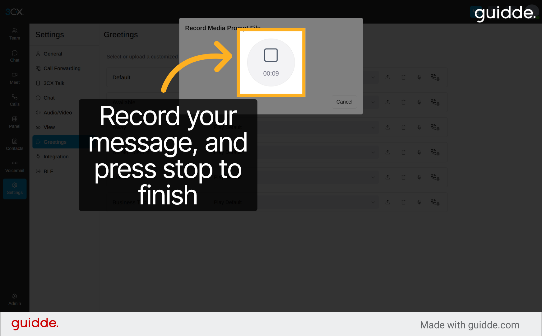 Start Recording Audio Prompt