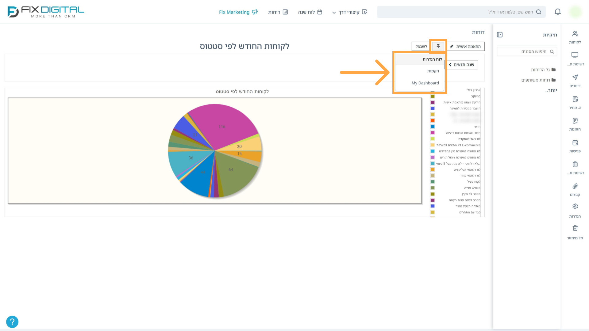 נעיצה אל Dashboard