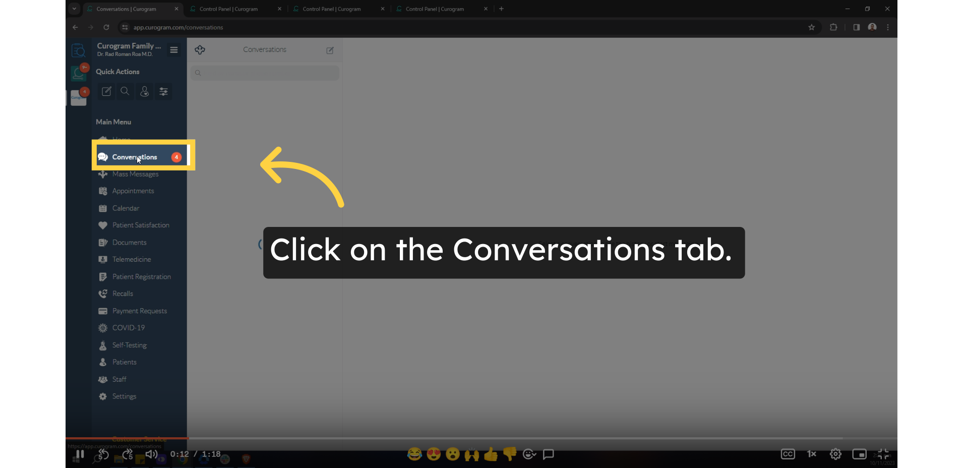 Click on the Conversations tab.