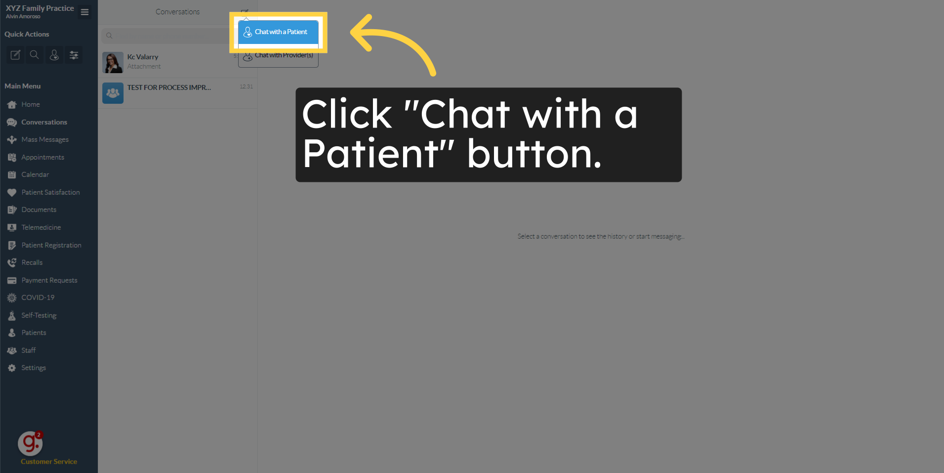 Click 'Chat with a Patient' button.