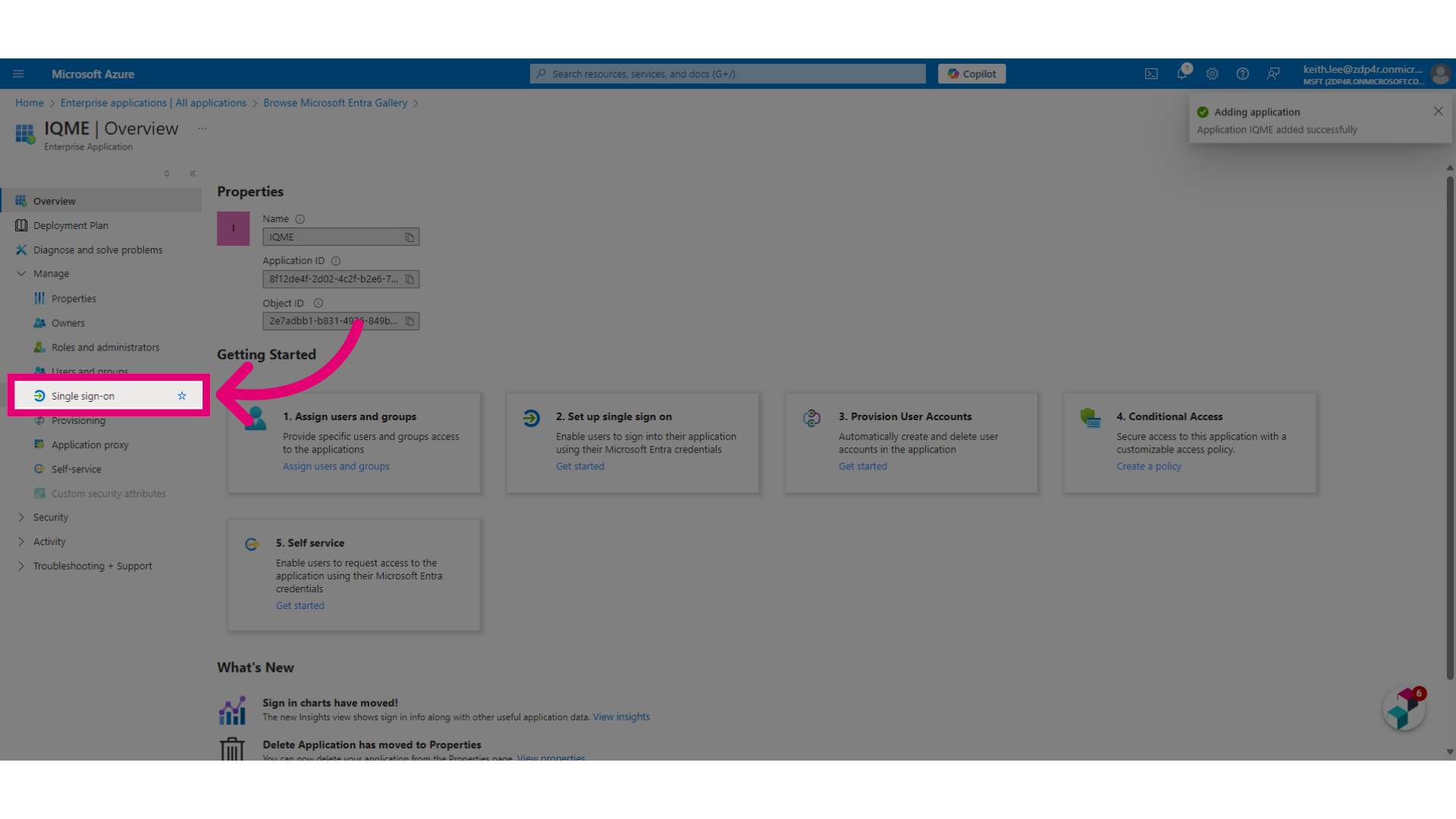 Click 'Single sign-on'