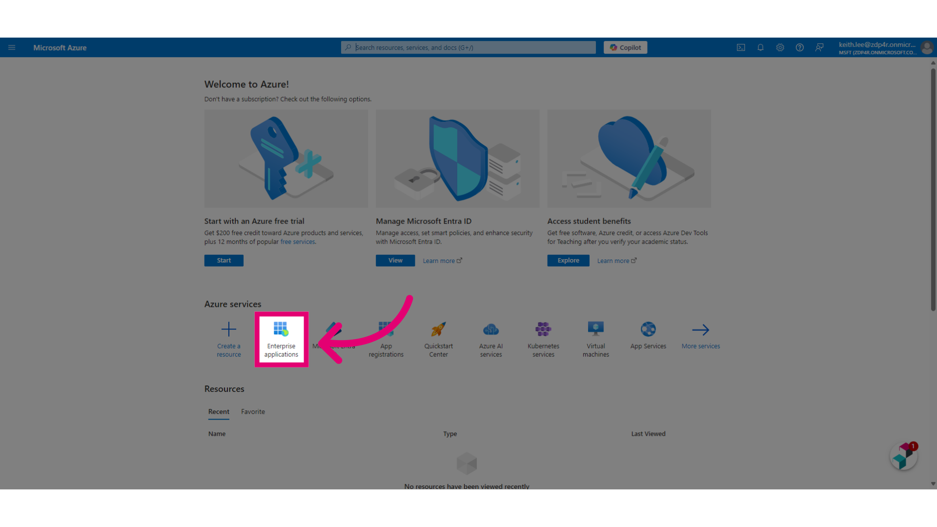 Select 'Enterprise applications'