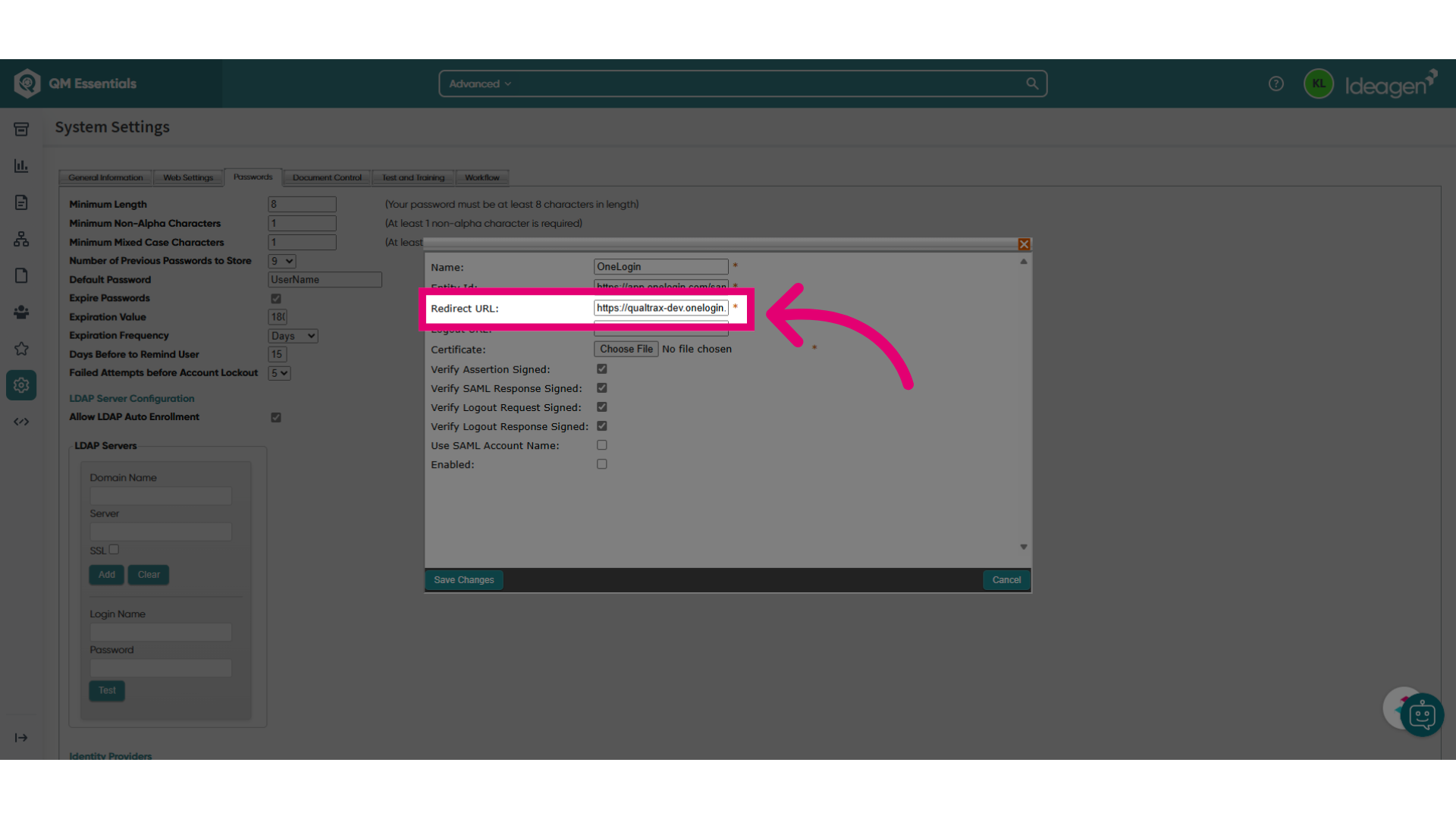 Fill in the copied URL into Redirect URL textbox