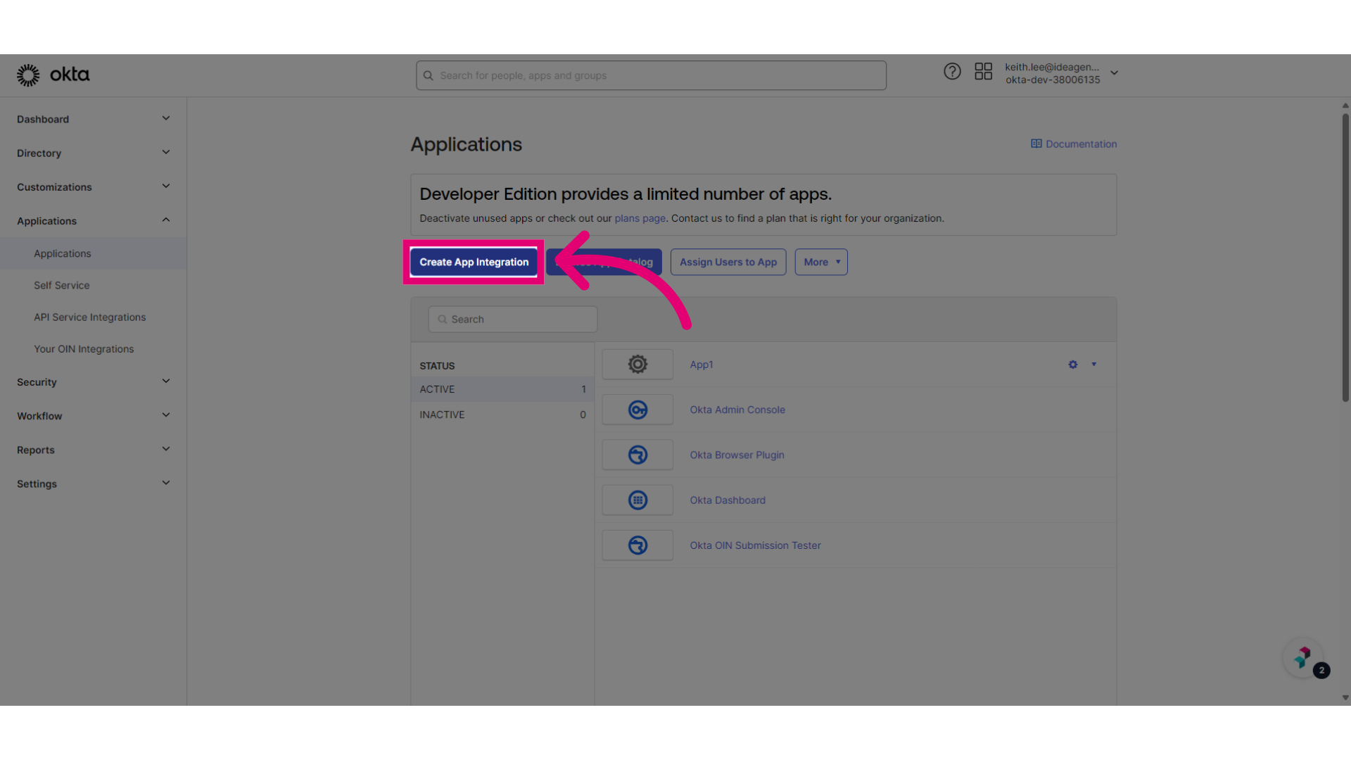 Click 'Create App Integration'