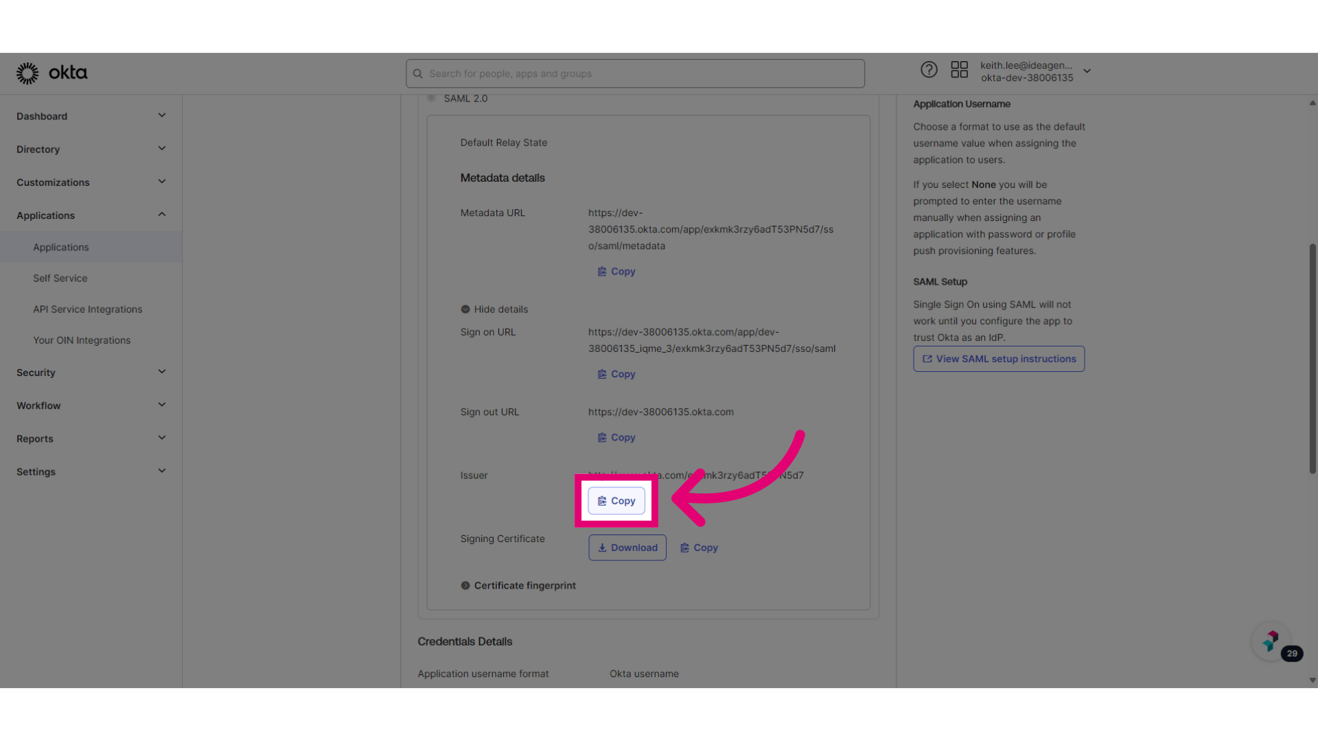 Copy Issuer URL