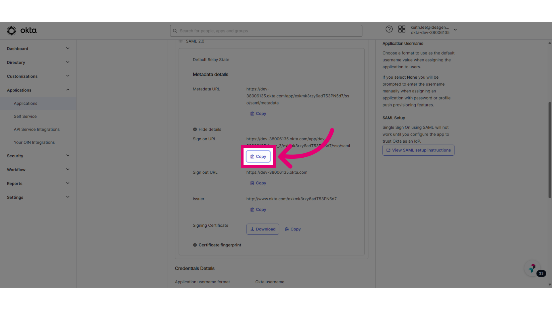 Copy Sign on URL