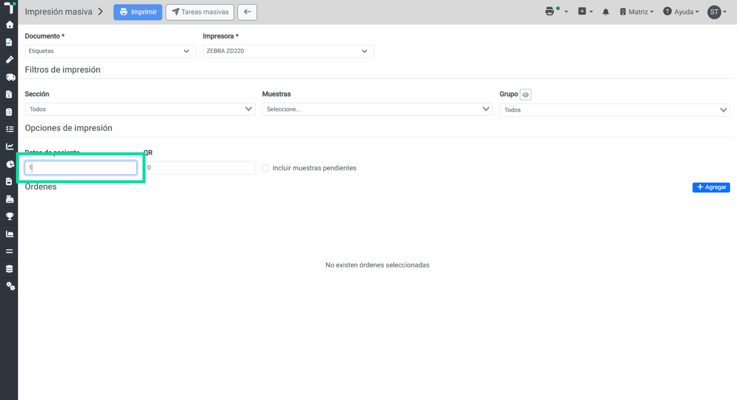 Ingresar Valor De Datos de Paciente