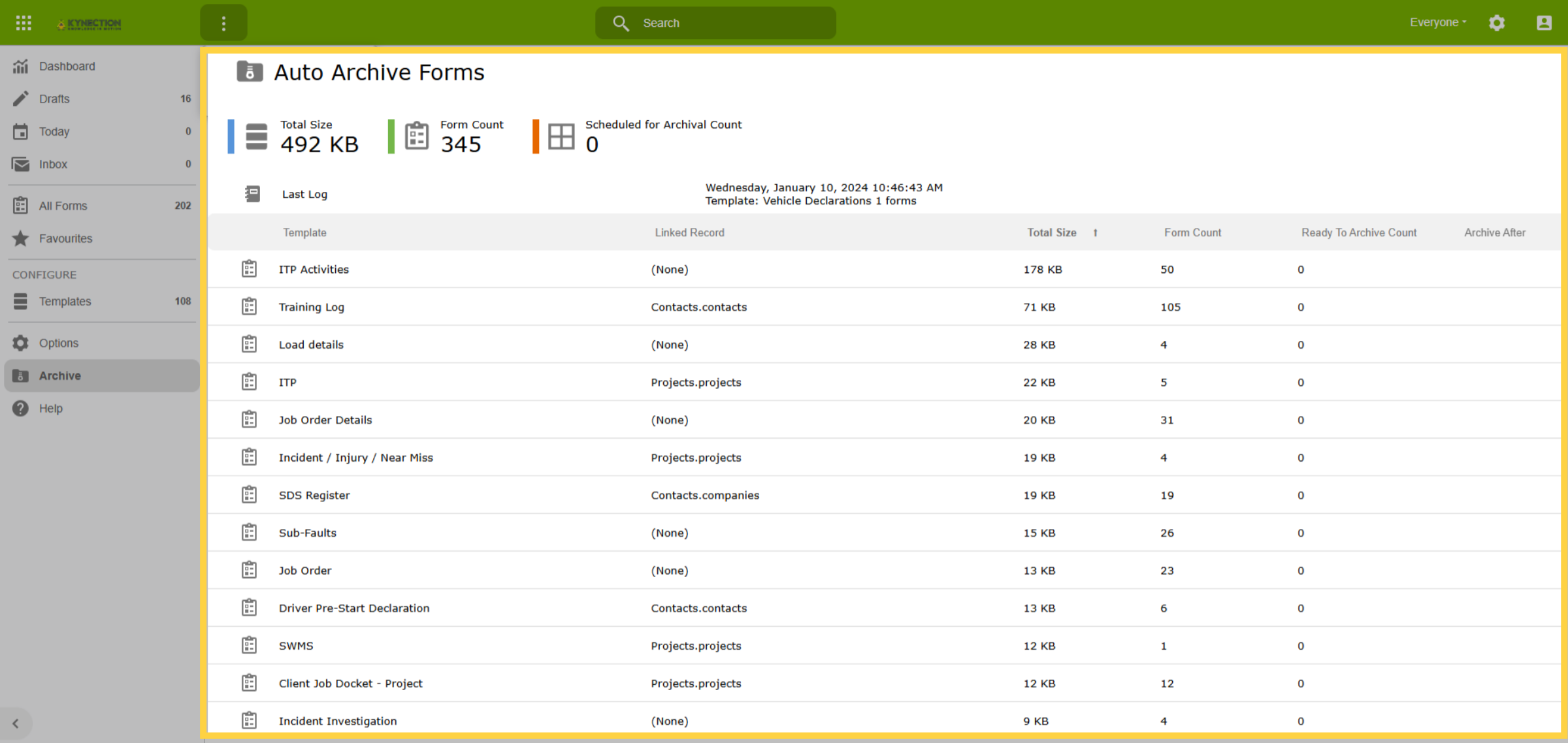 Configure Archive