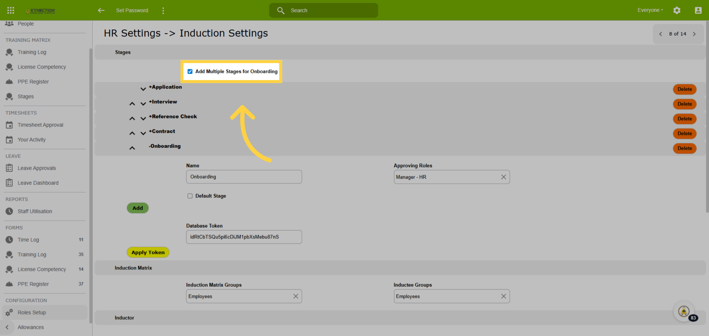 Tickbox for Multiple Stages