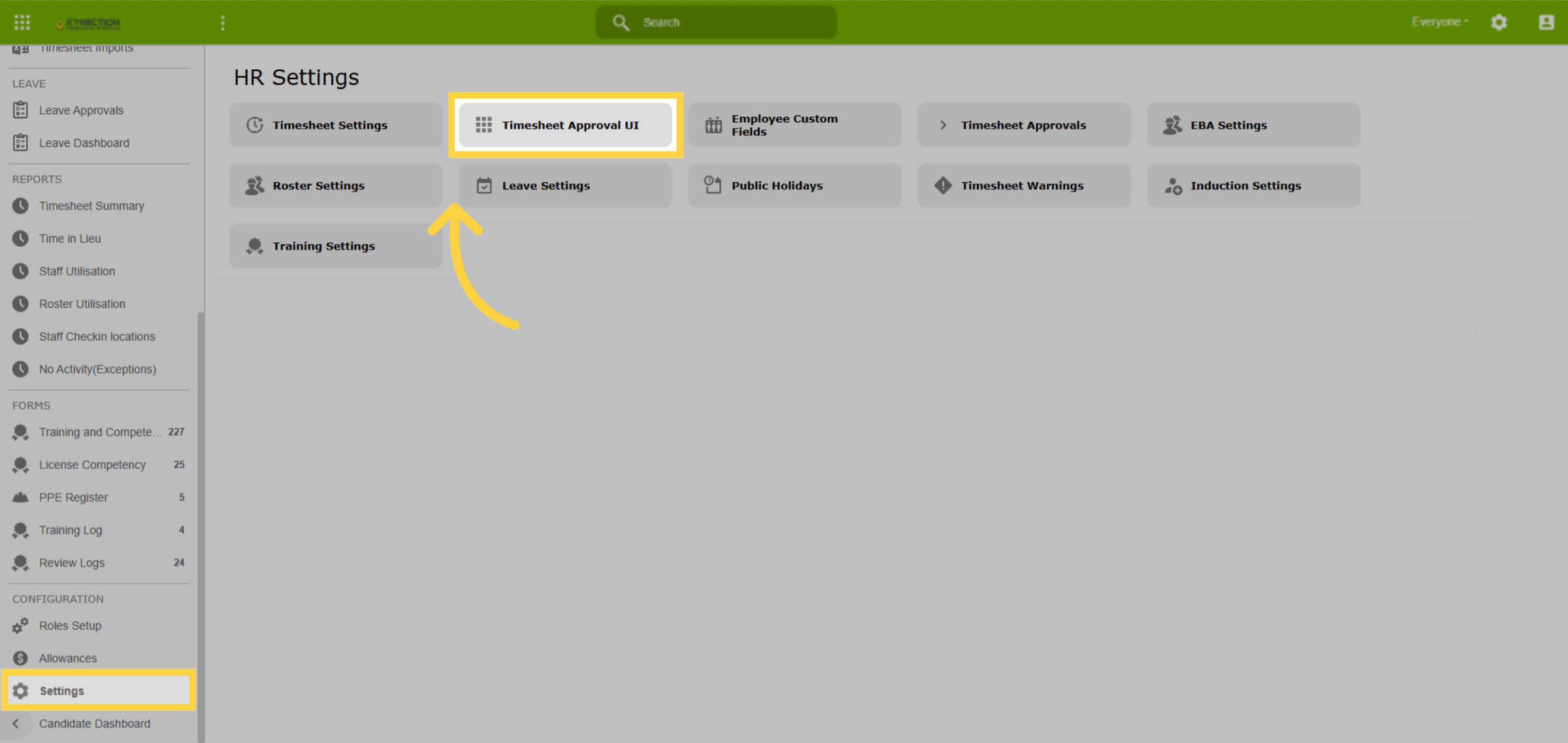 Open Timesheet Approval UI