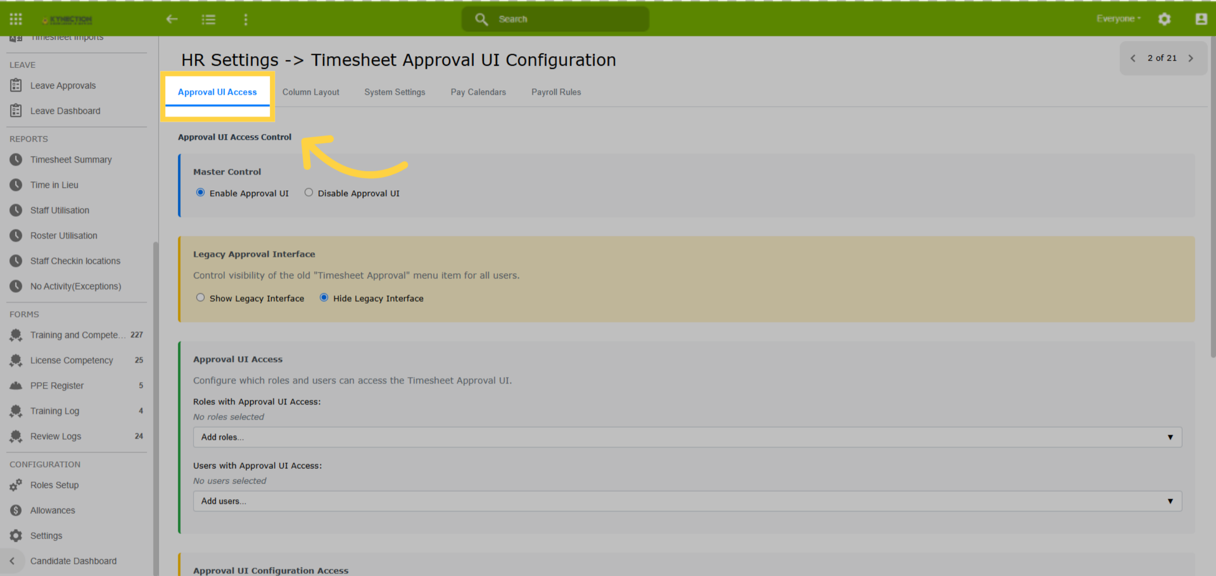 Approval UI Access
