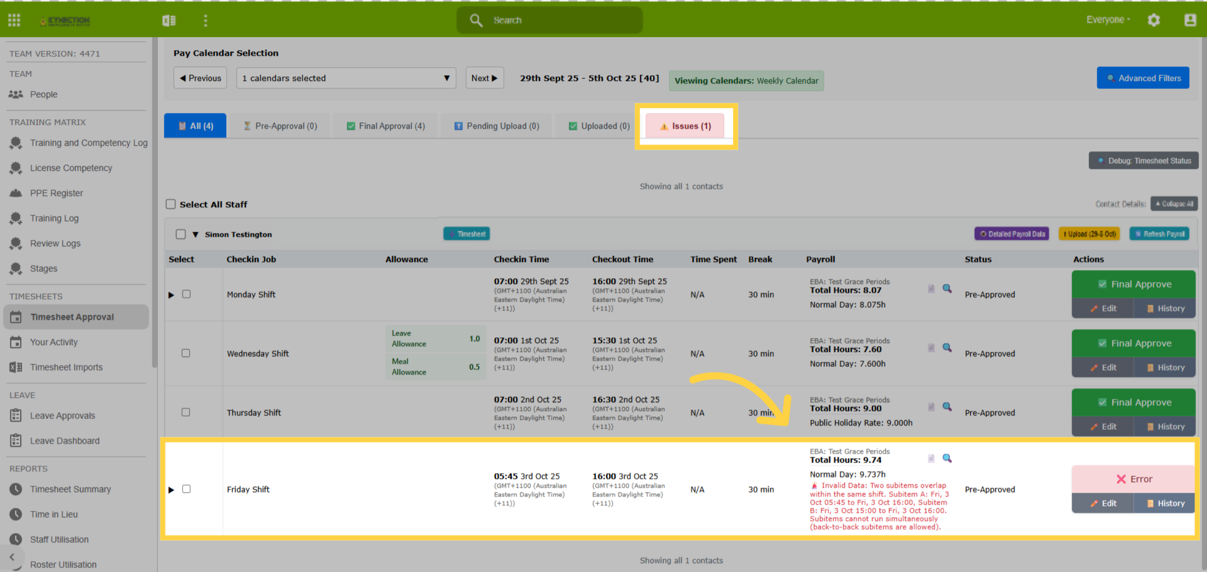 Timesheet Errors