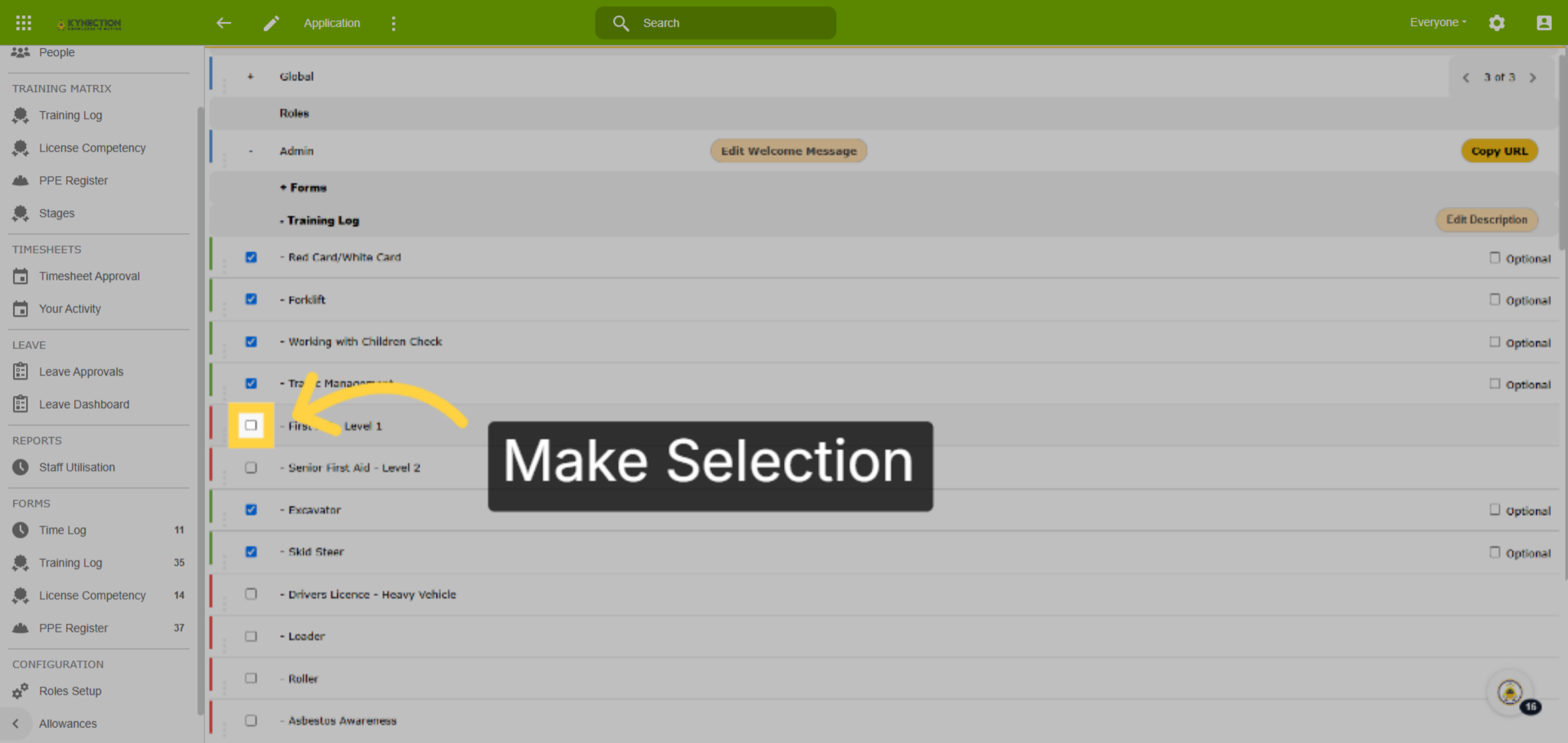 Make Selection