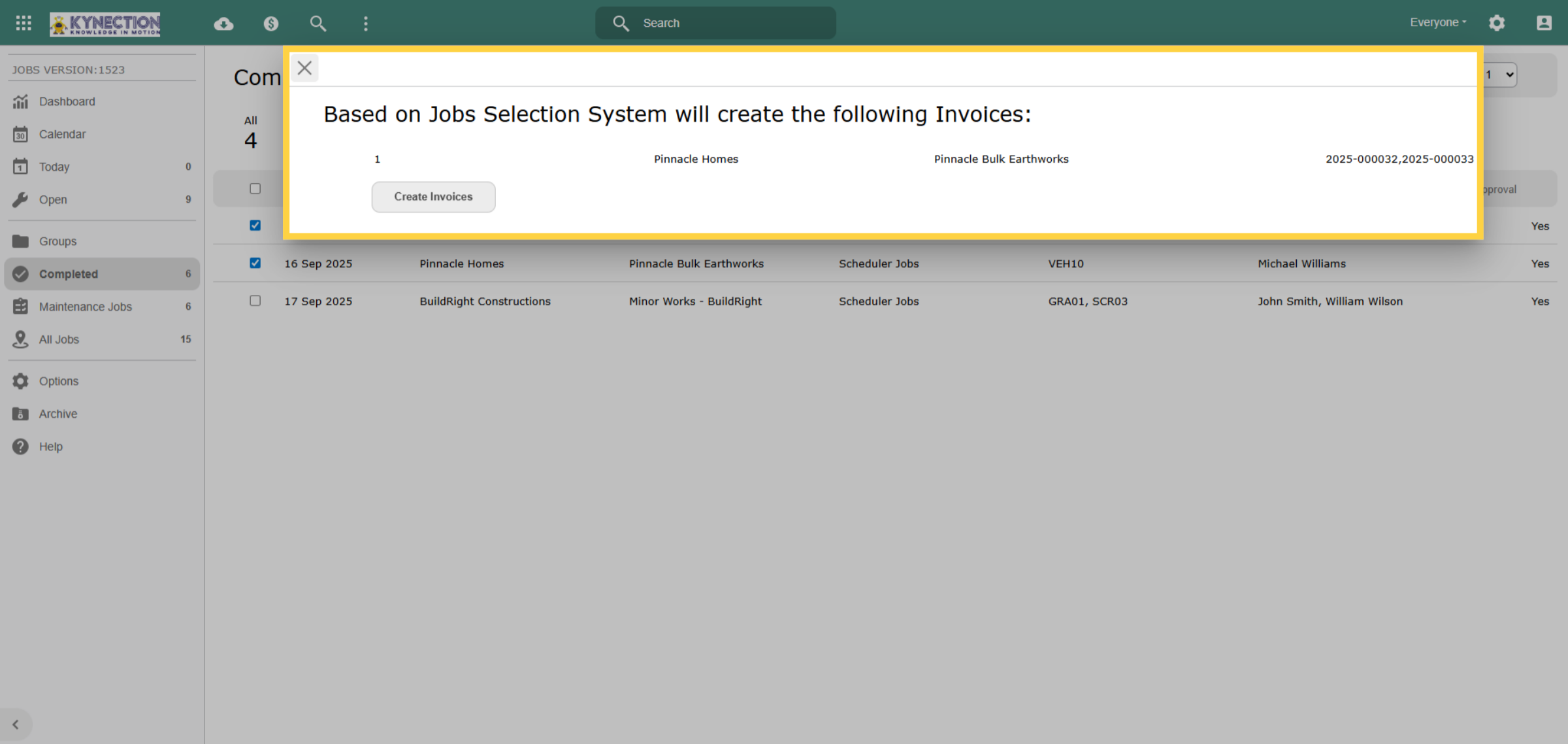 Confirm Number of Invoices