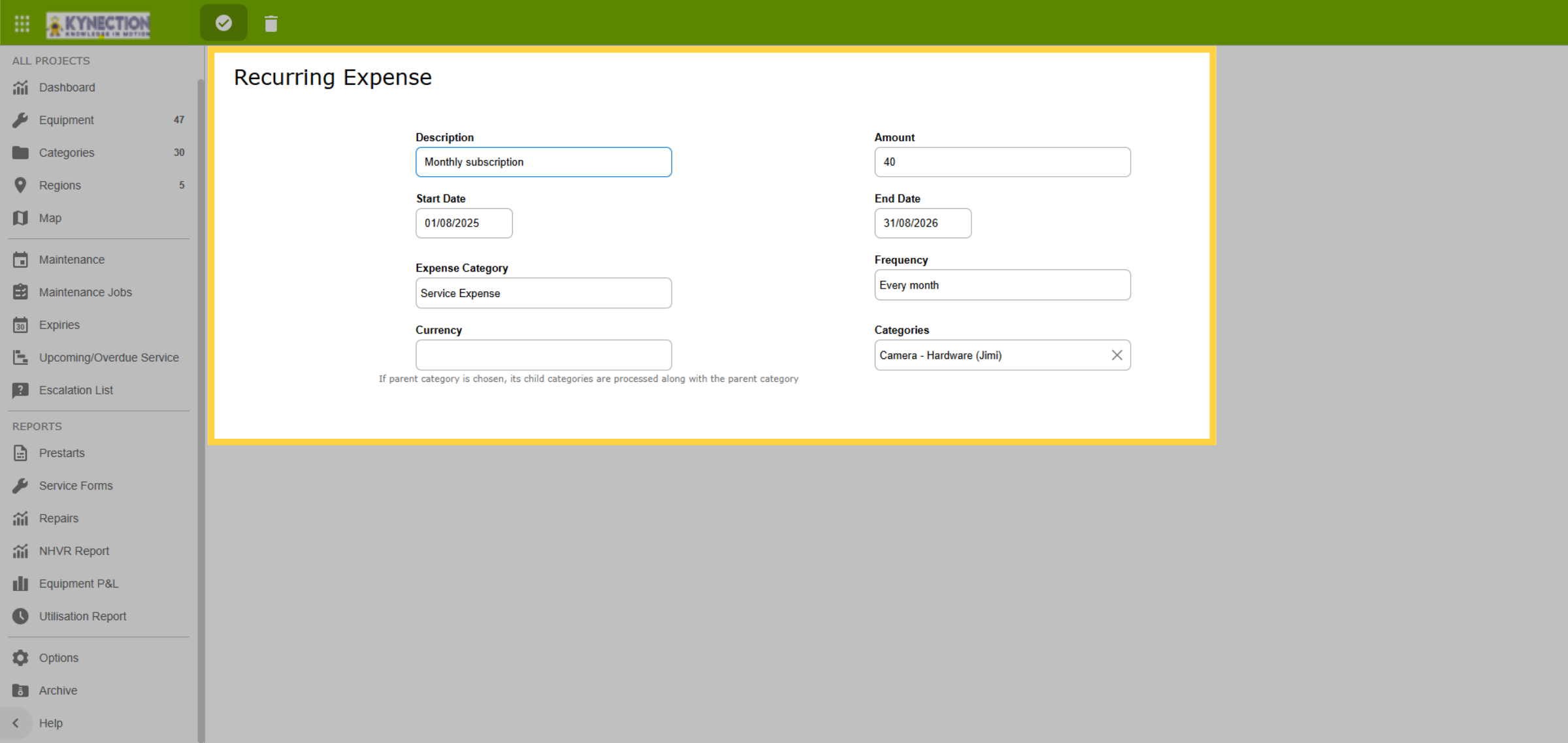 Recurring Expense Template