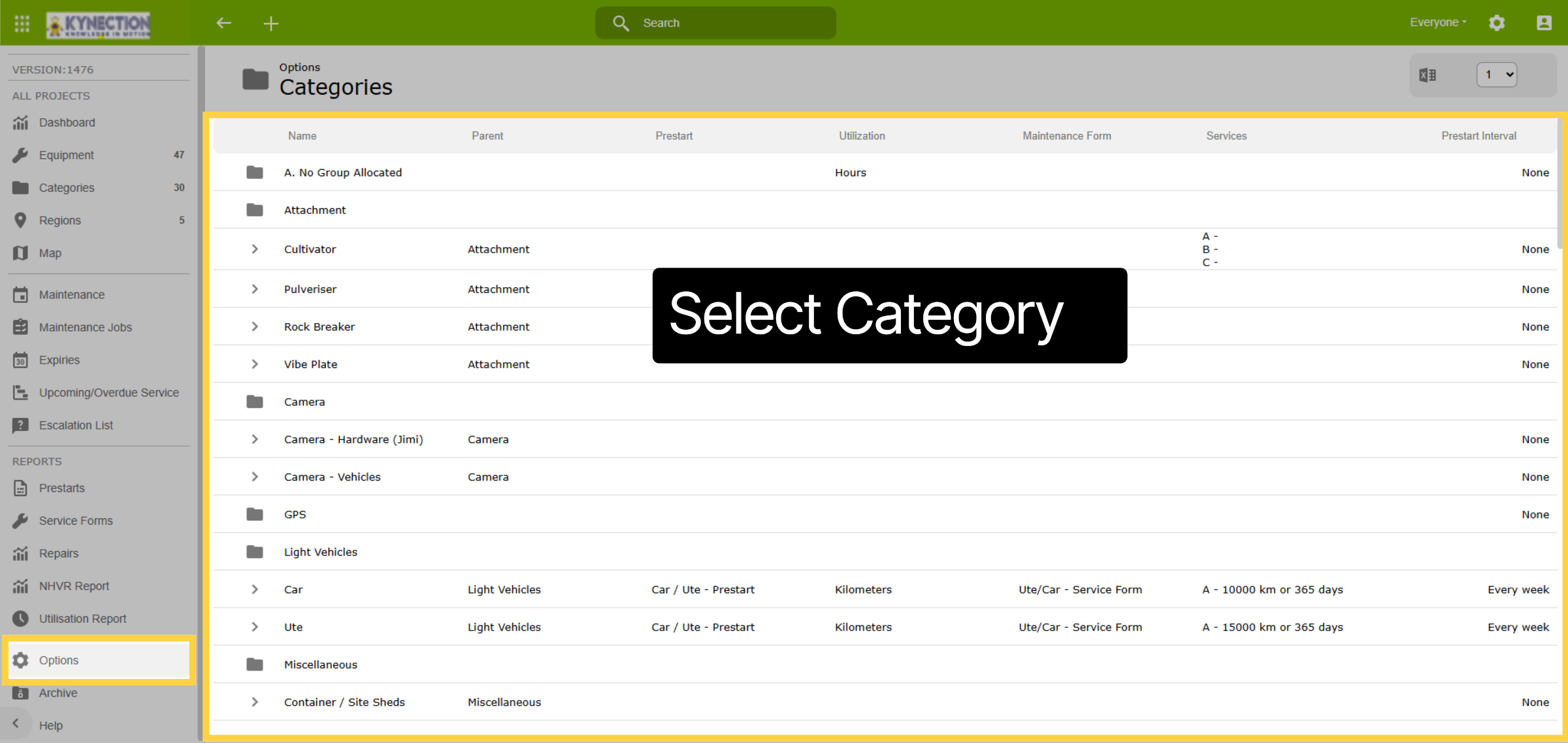 Select Category