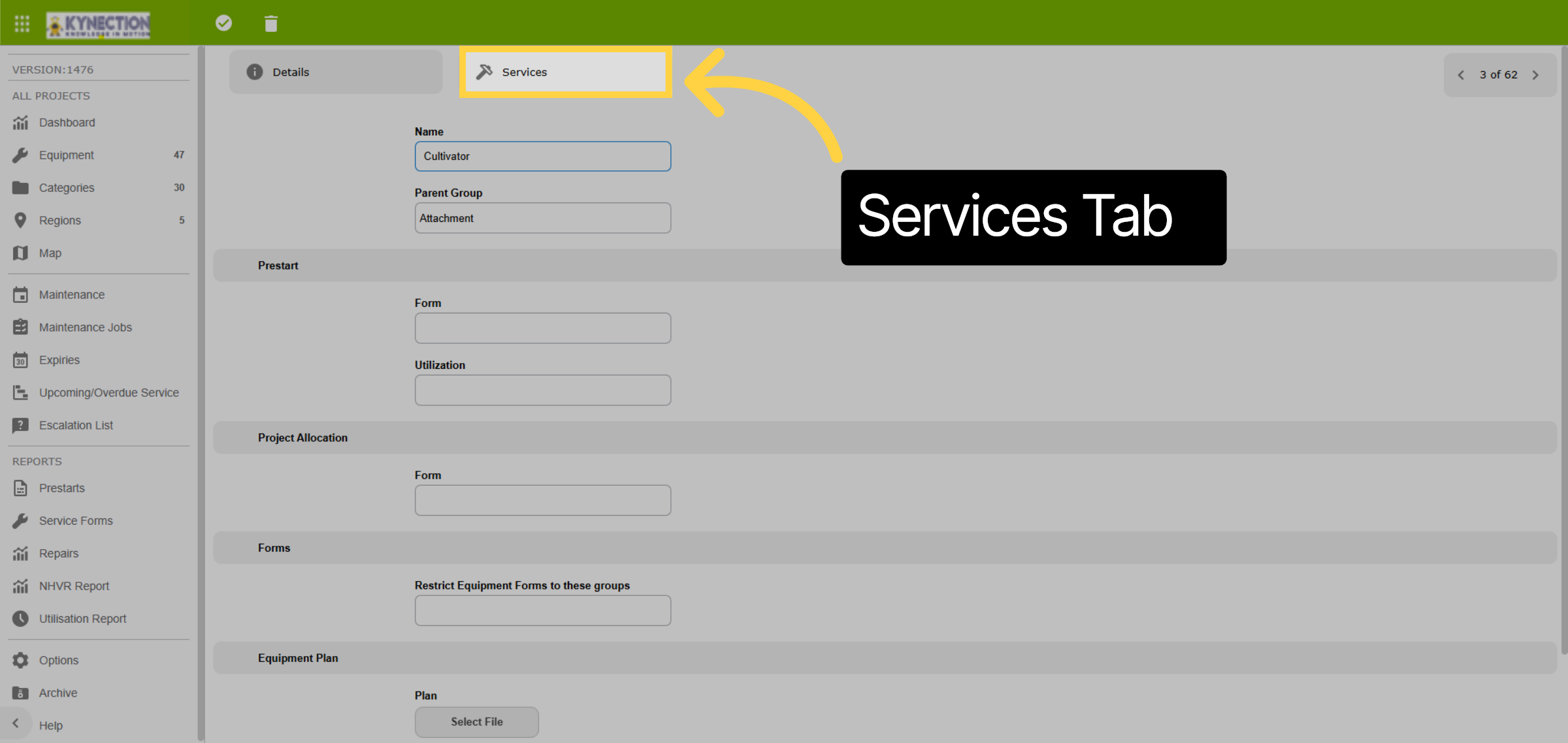 Services Tab
