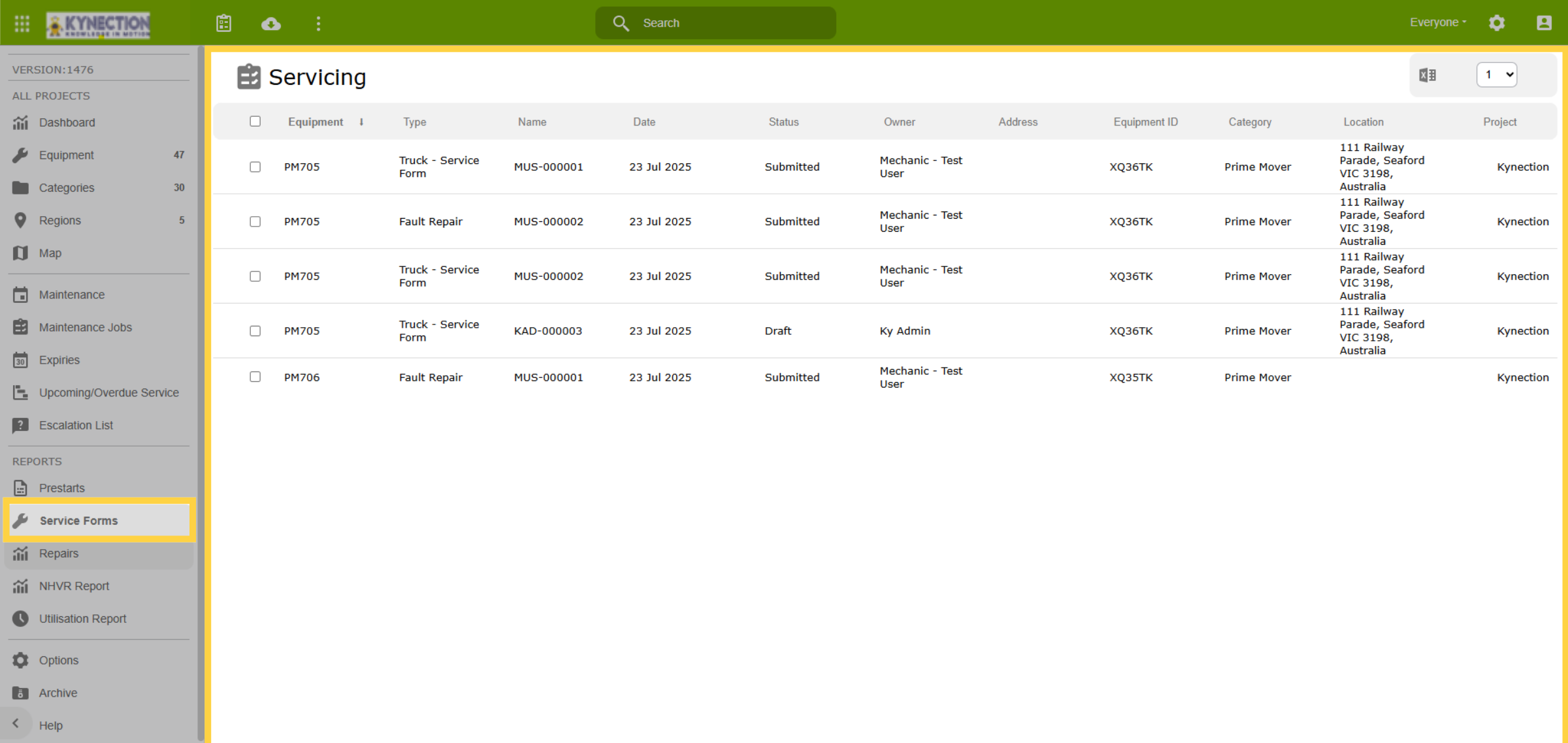 Service Forms