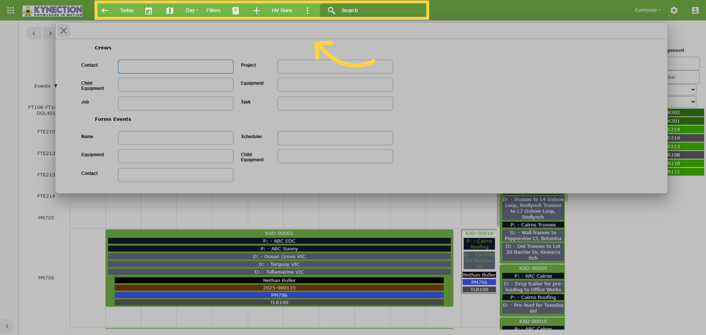 HV Runs Toolbar