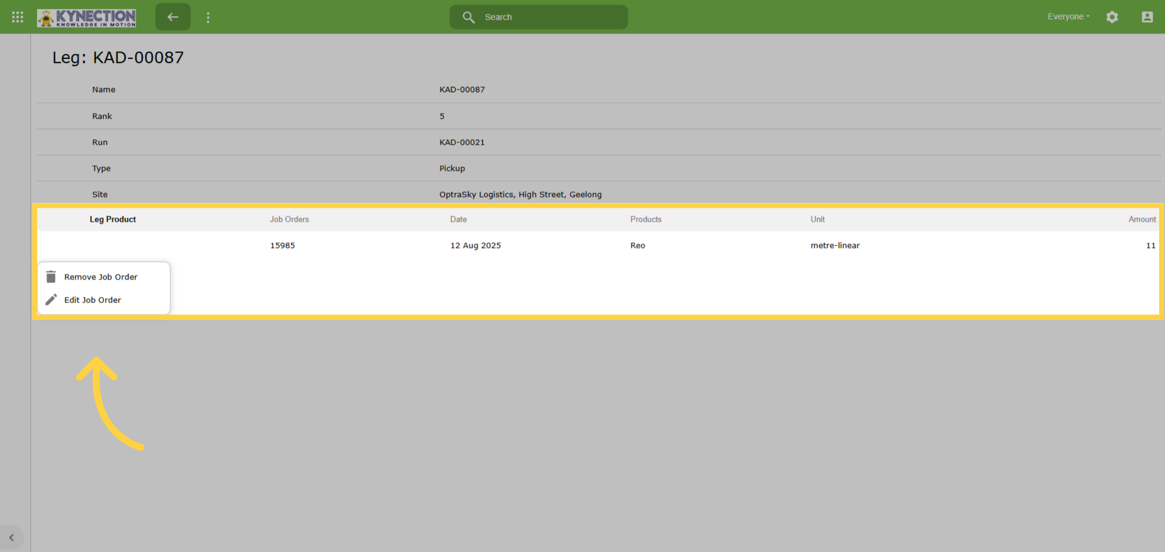 Edit or Remove Job Orders
