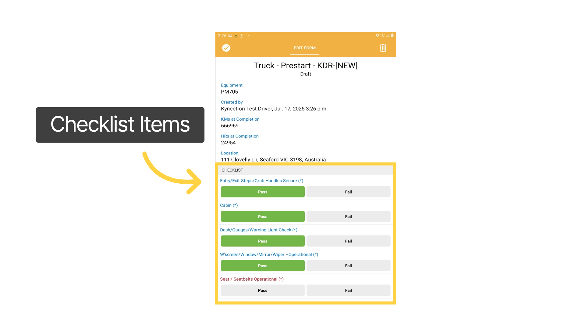 Prestart Checklist