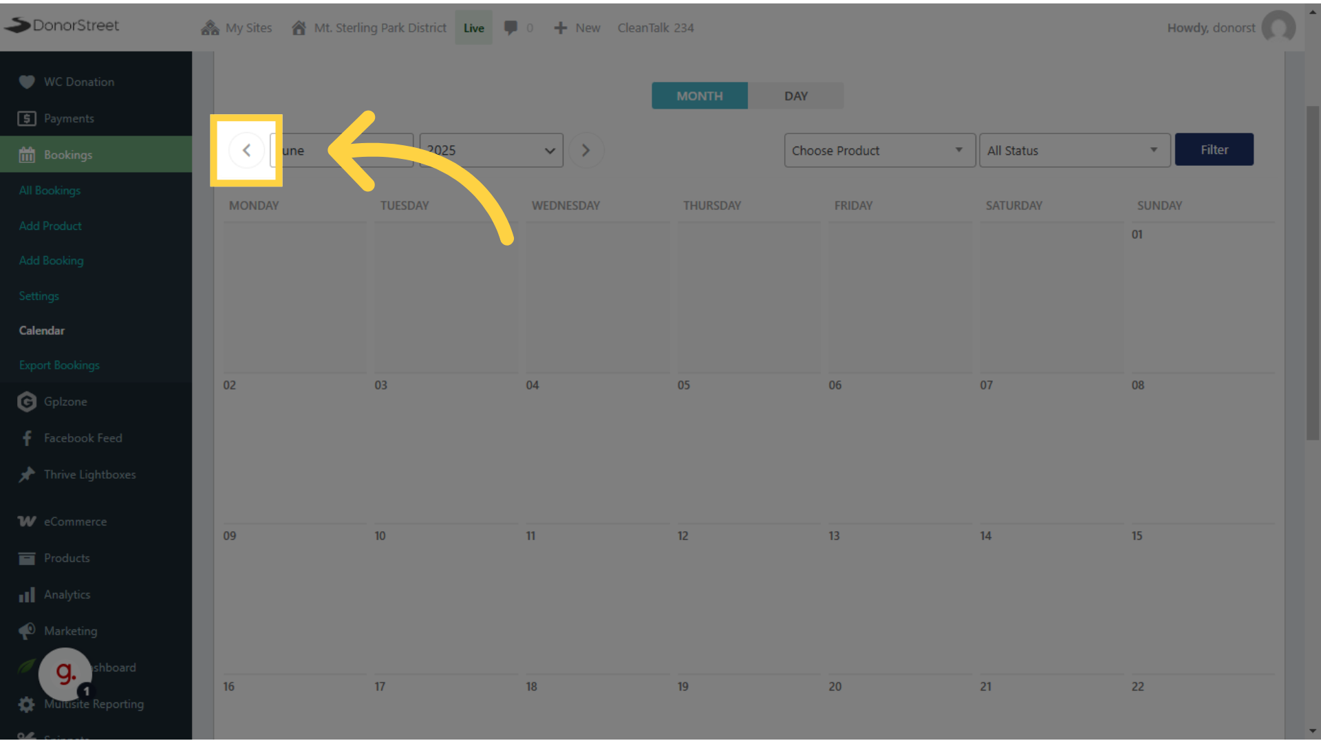 Use arrows or dropdown to navigate months