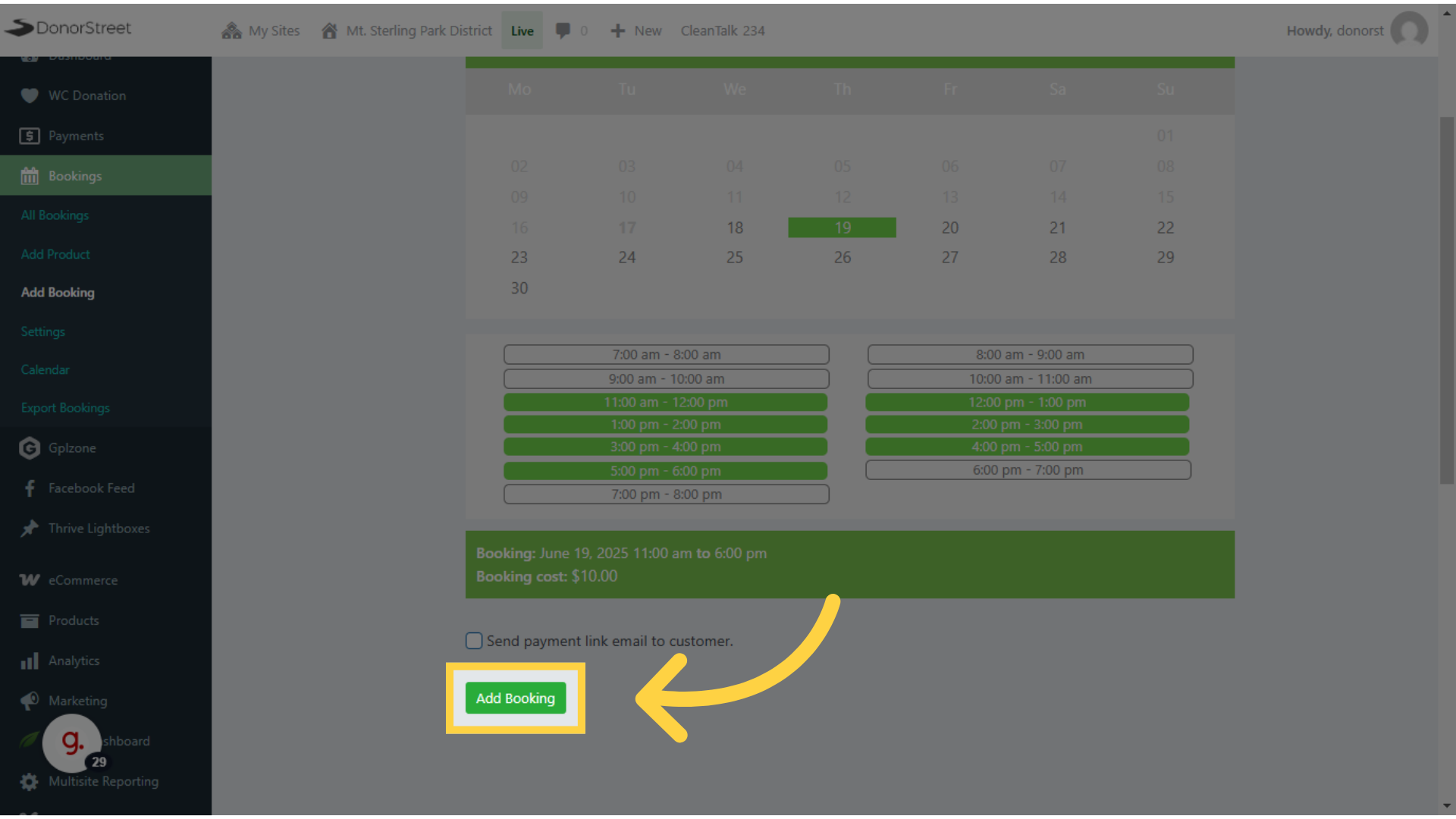 Click 'Add Booking'