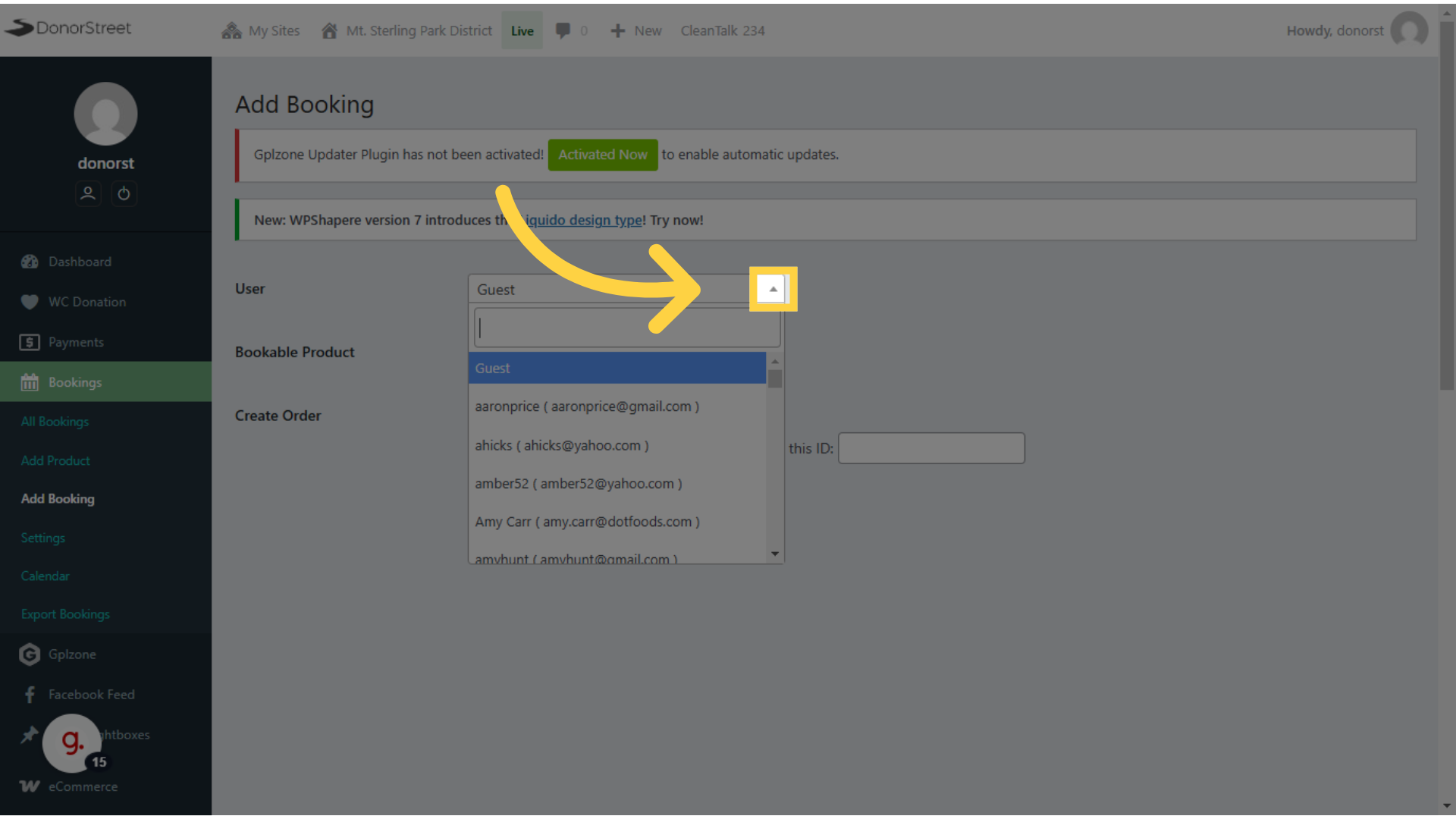 Start typing a name or email if previous customer, otherwise use 'Guest'