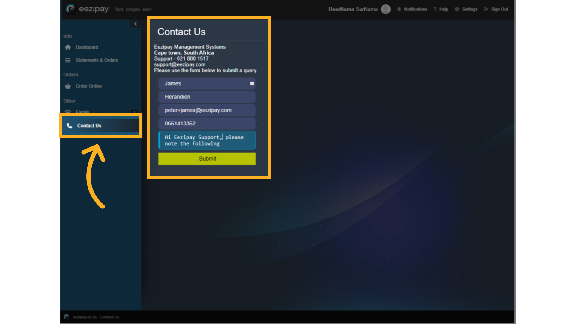 Contact  Eezipay Form