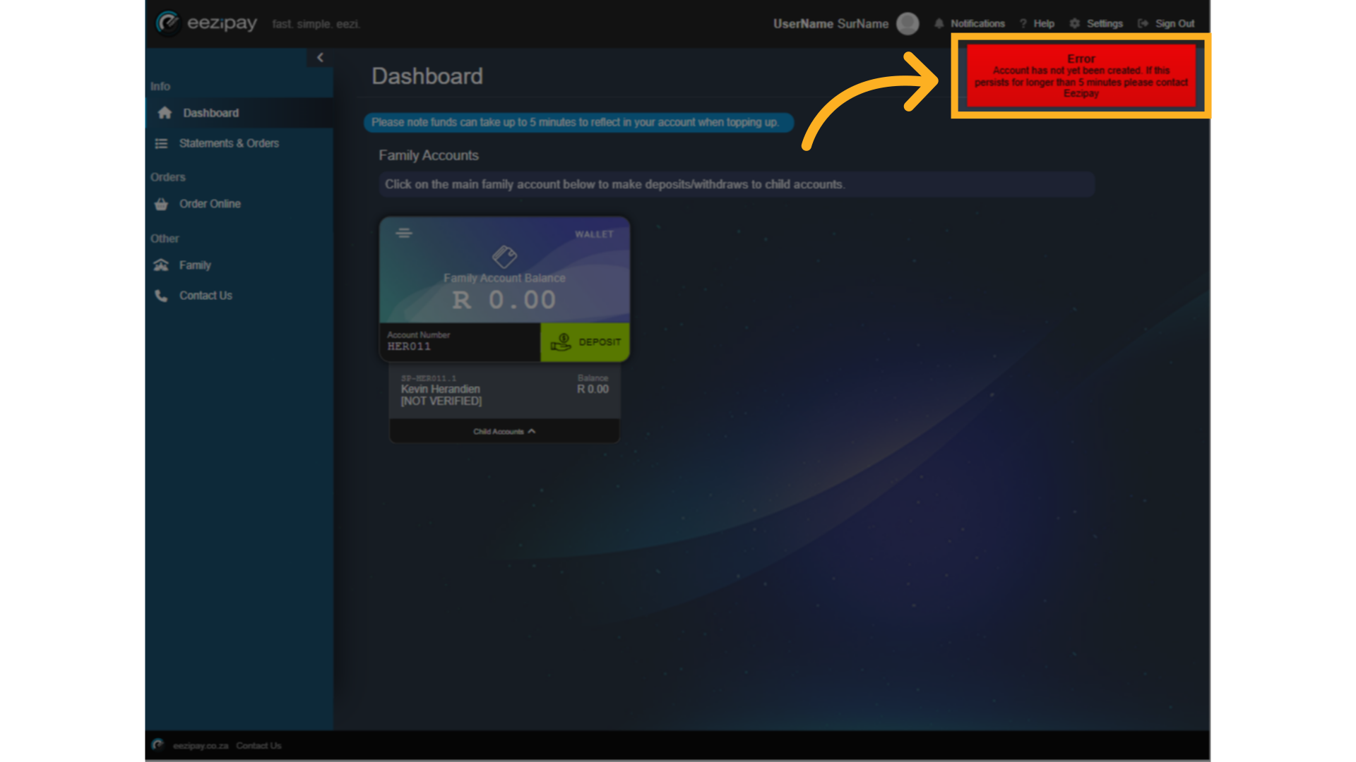 Error after registration