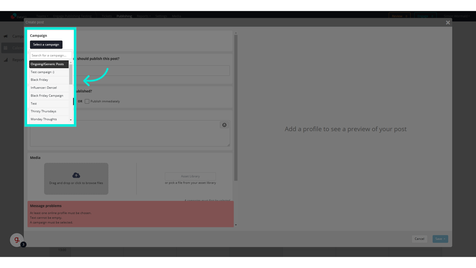 Select a campaign
