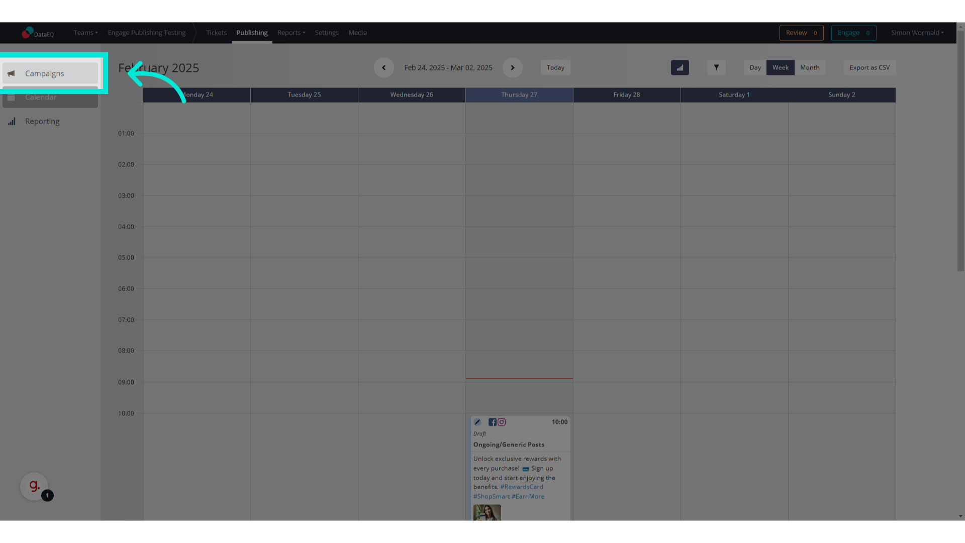 Click 'Campaigns'