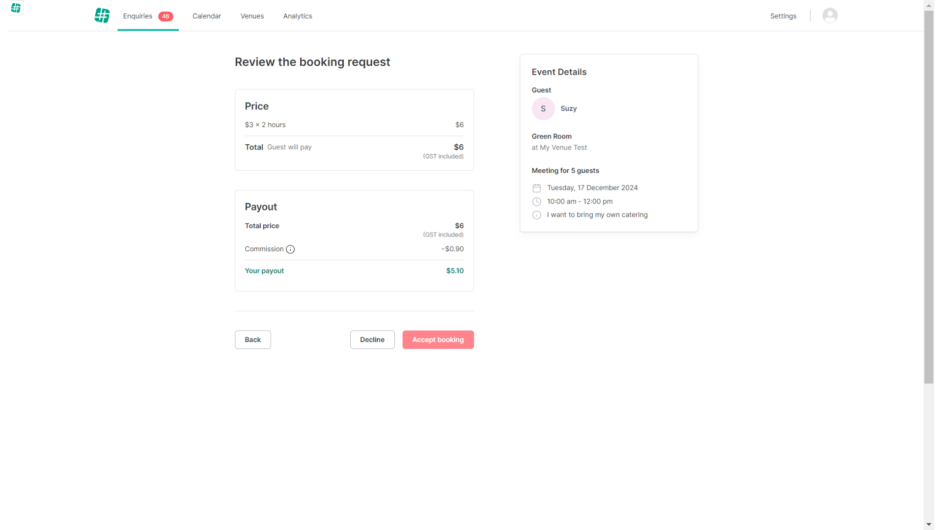 Click 'Accept booking'