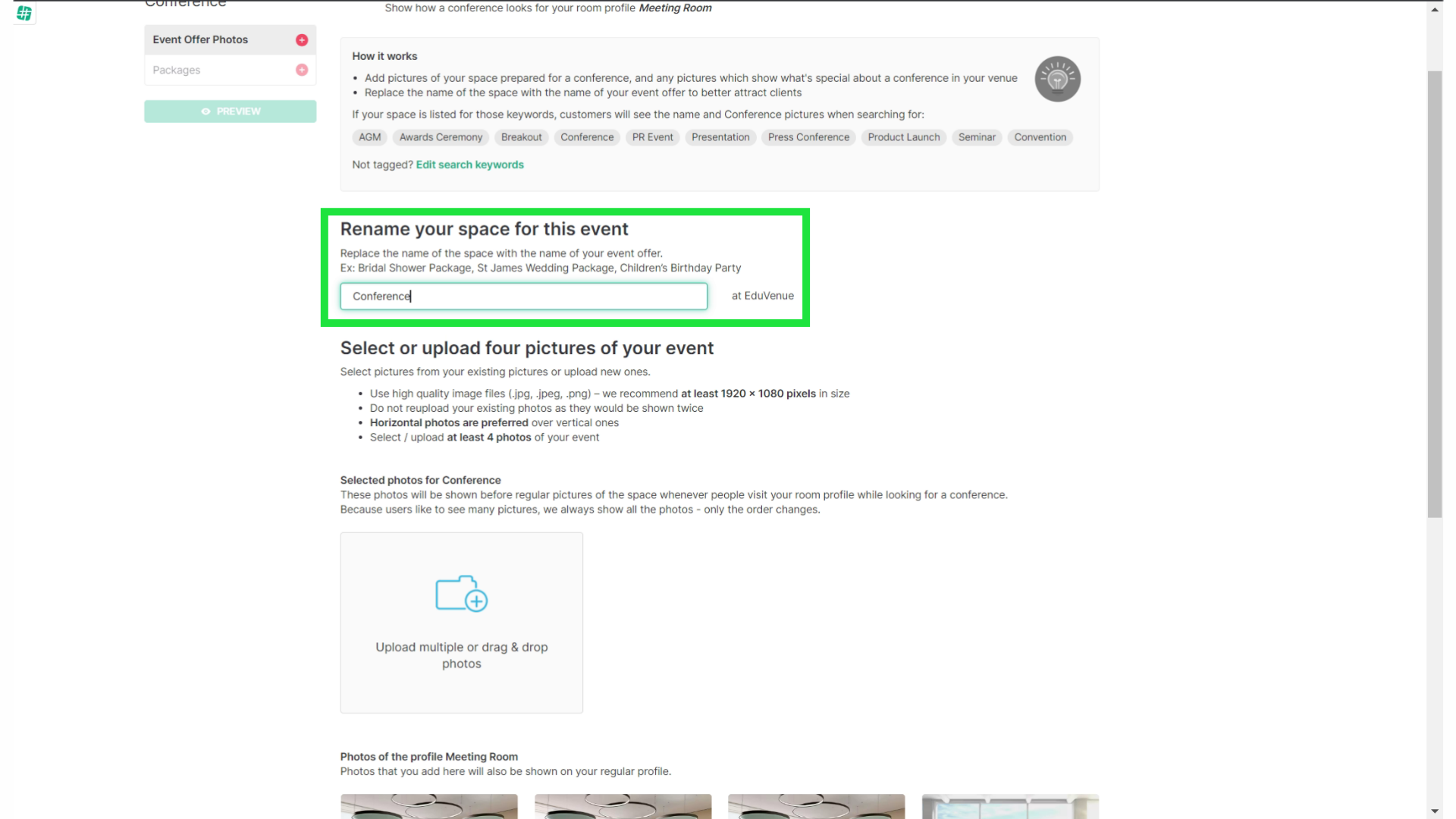 Fill 'Conference Package'