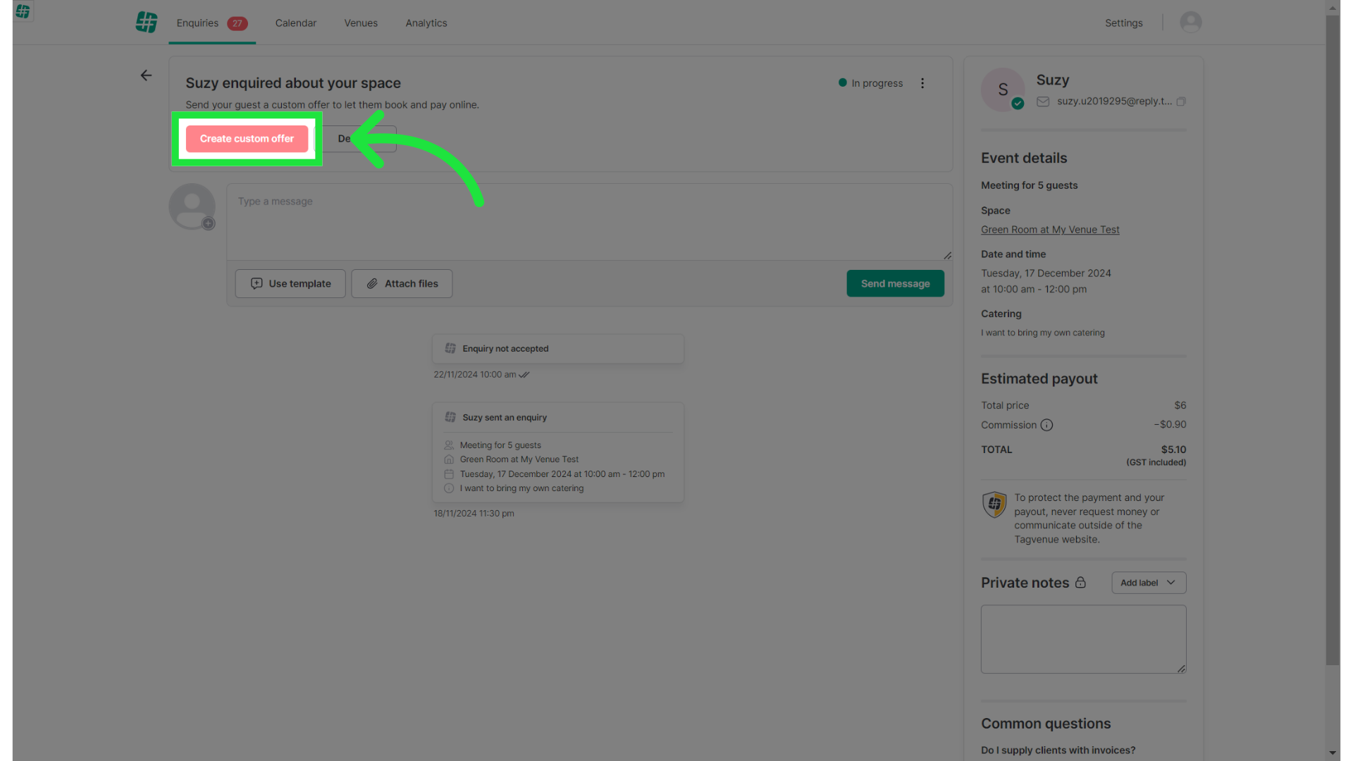 Click 'Create custom offer'
