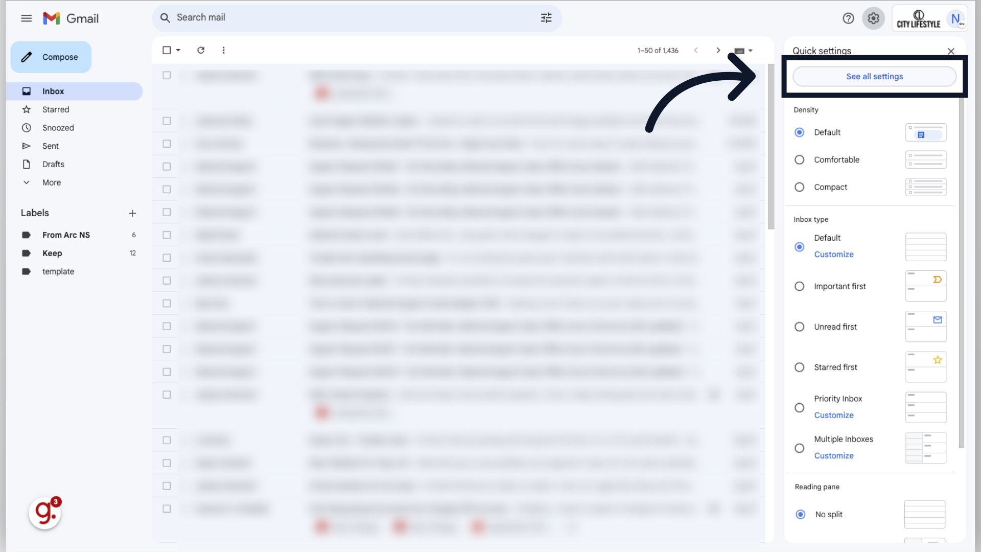 Click 'See all settings'