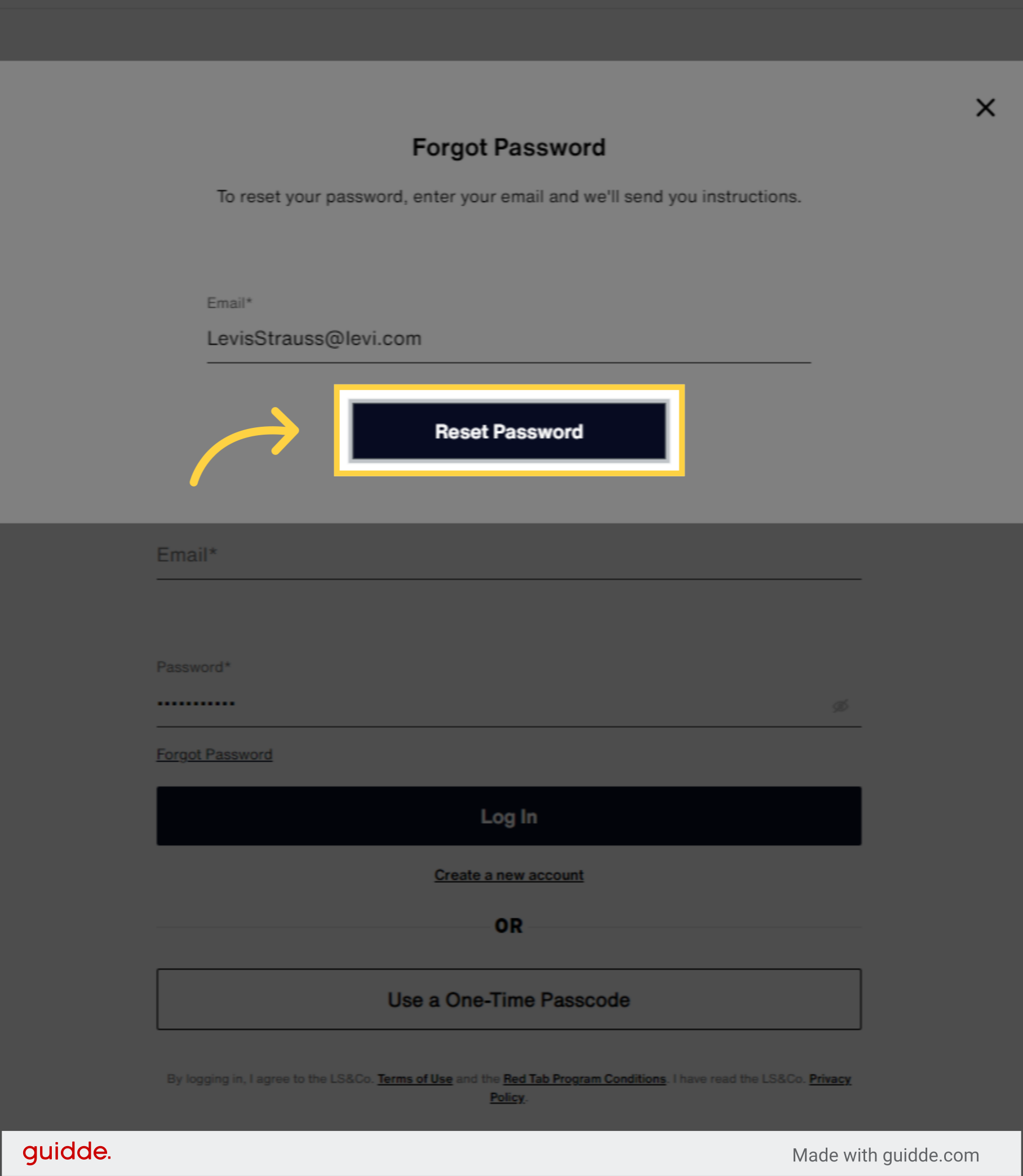 Click 'Reset Password'