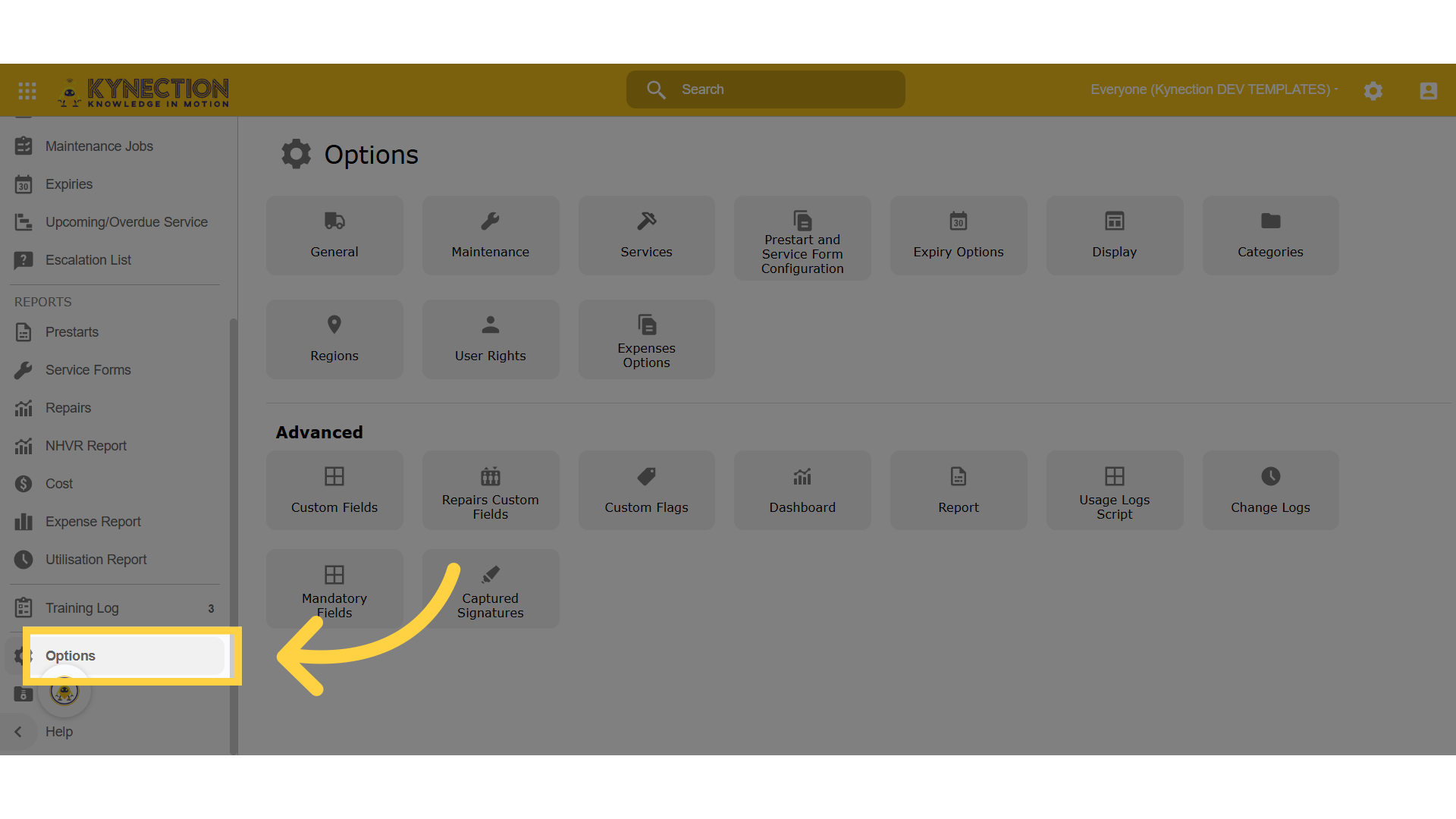 Click 'Options'