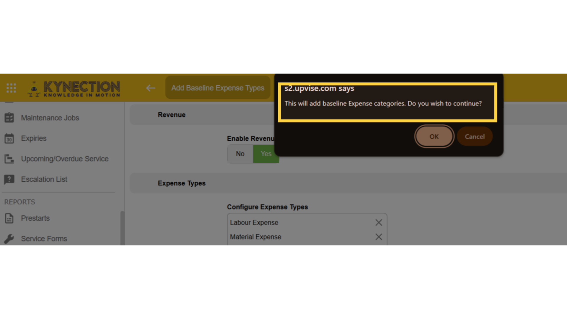 Confirmation prompt
